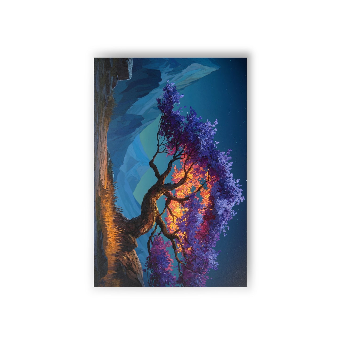 Starlit Twilight Tree Postcards (10pcs) – A Celestial Bloom Against Snow-Capped Peaks