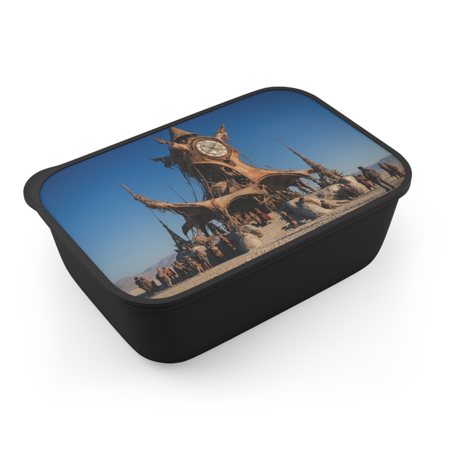 Desert Clocktower Bento Box – Whimsical Timekeeper in the Dunes