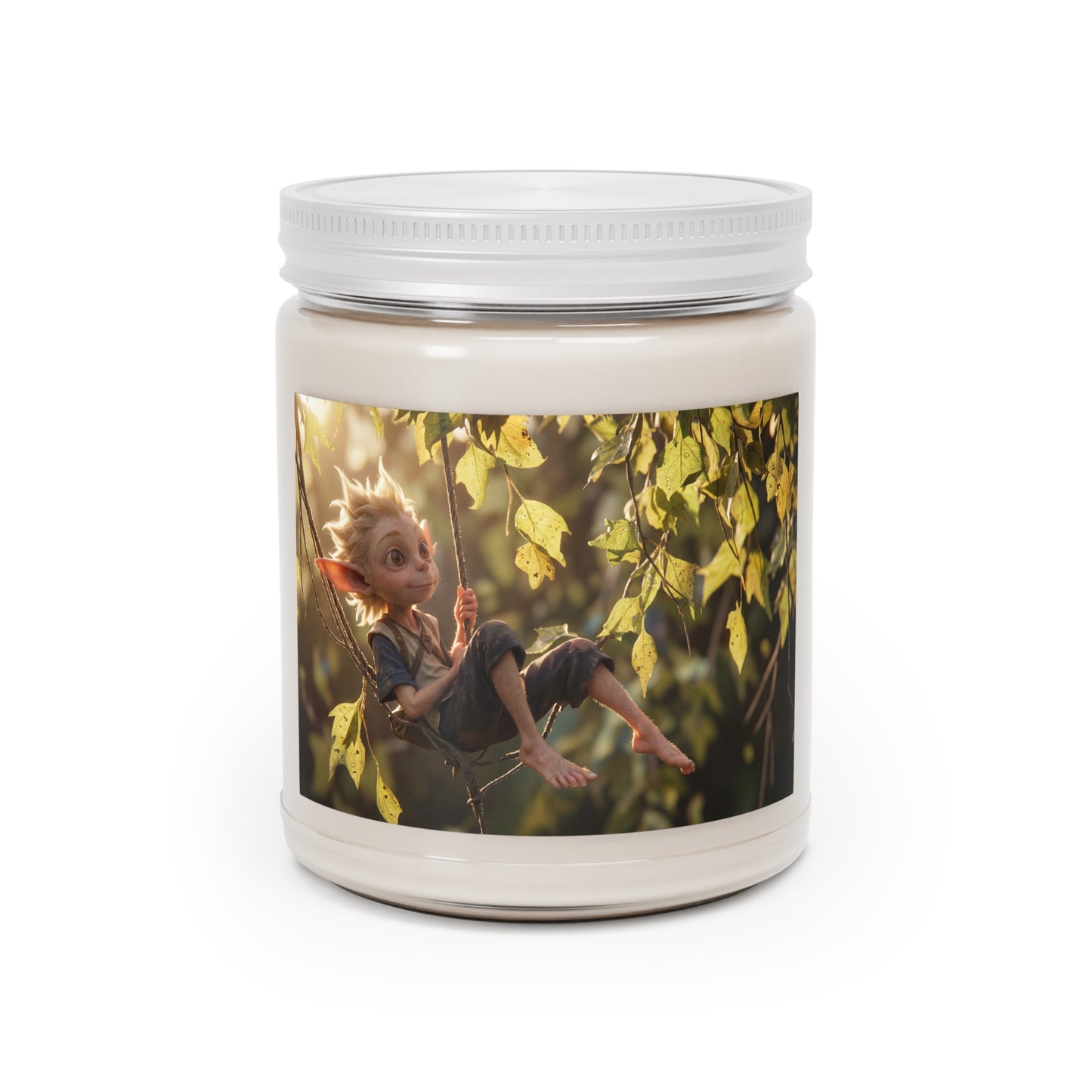 Forest Gnome Scented Soy Candles with White Lid, 9oz – Golden Hour Tree Swing