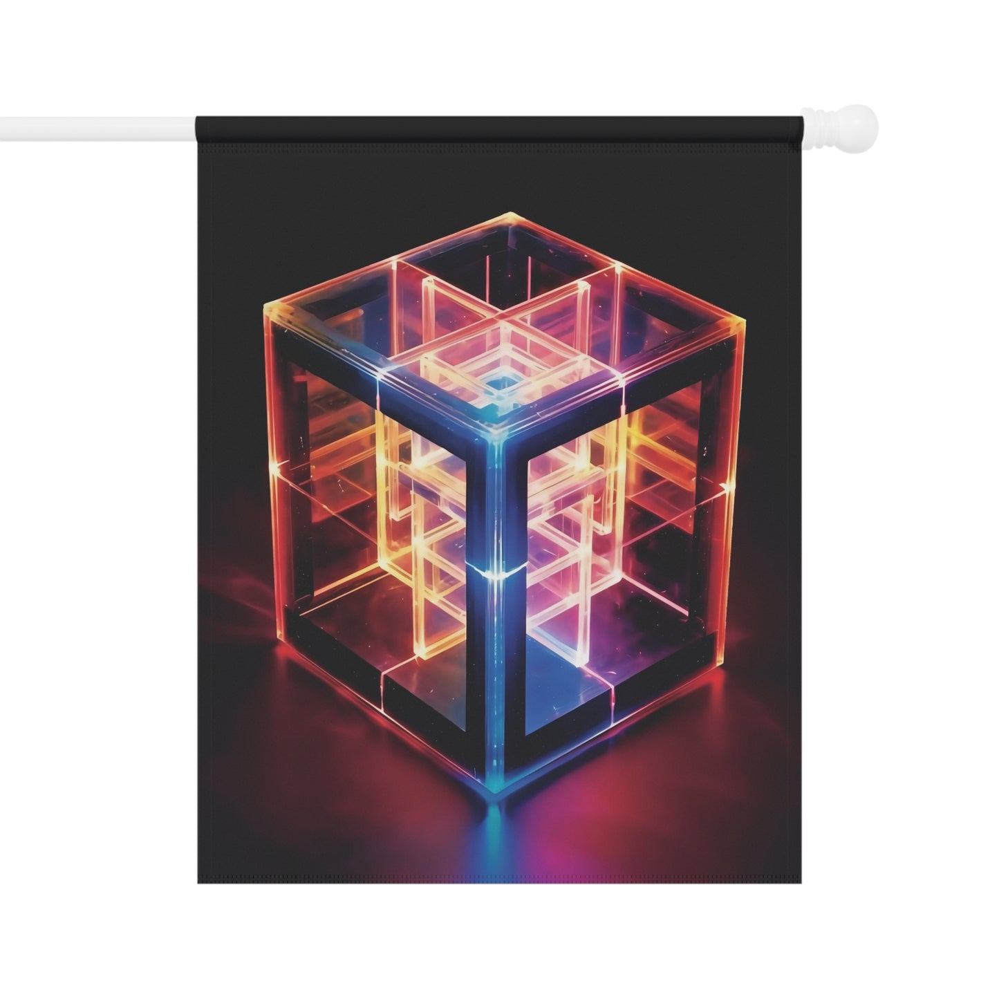 this is a tesseract, this is a hypercube, a three dimensional representation of a four dimensional object, larger on the inside than it is on the outside - Garden & House Banner