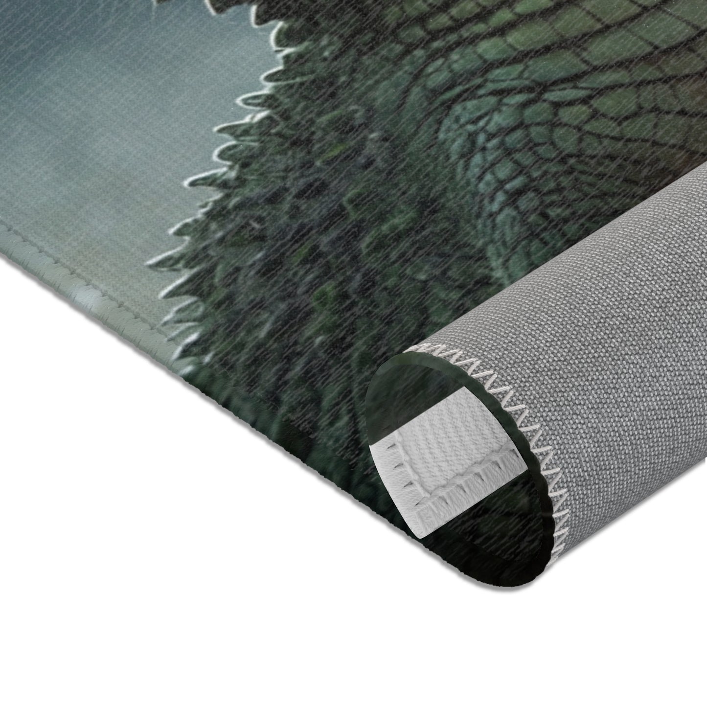 Curious Caiman Rug – Misty Meadow Encounter