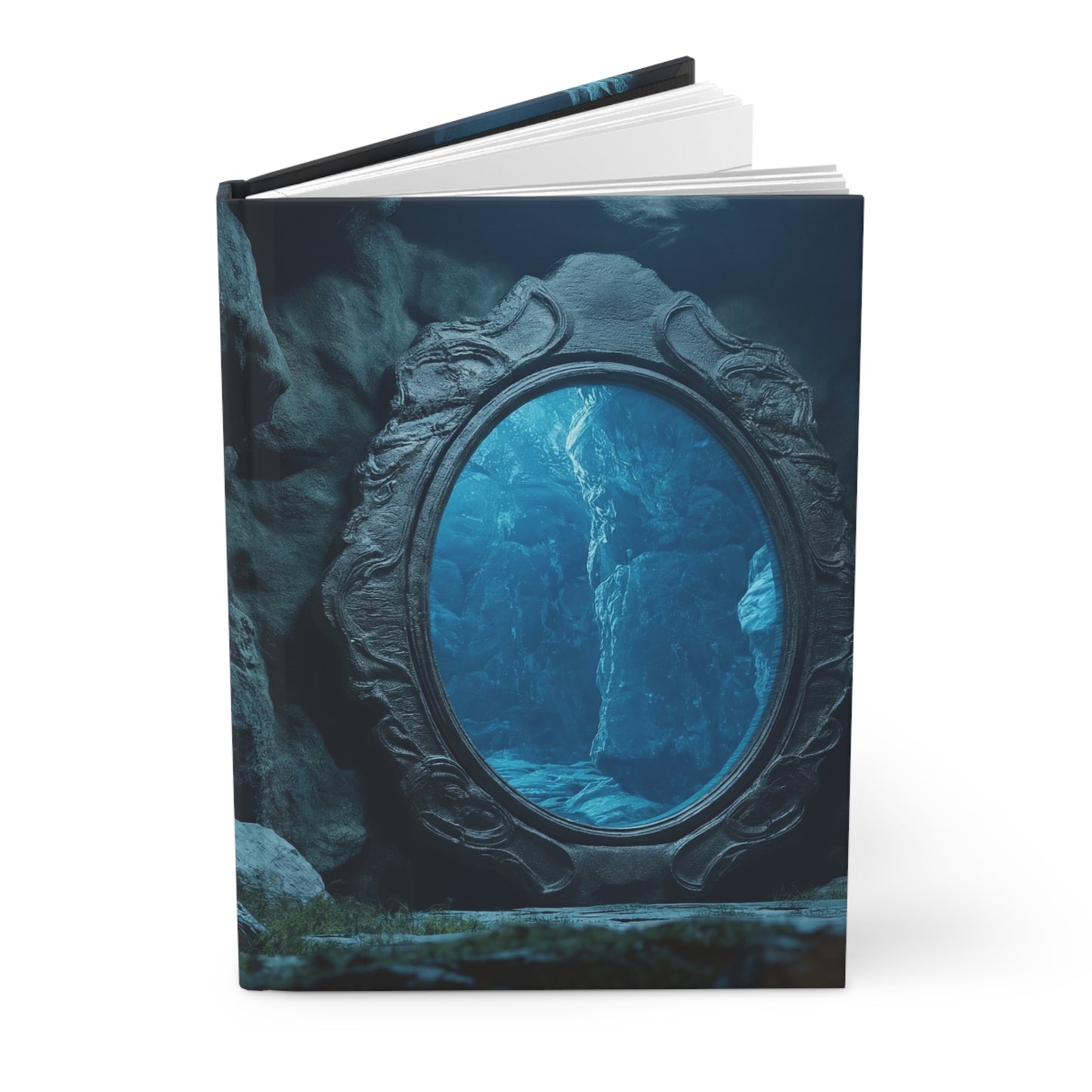 Portal Mirror in Ancient Cave Hardcover Journal Matte – Whispers of the Deep Blue