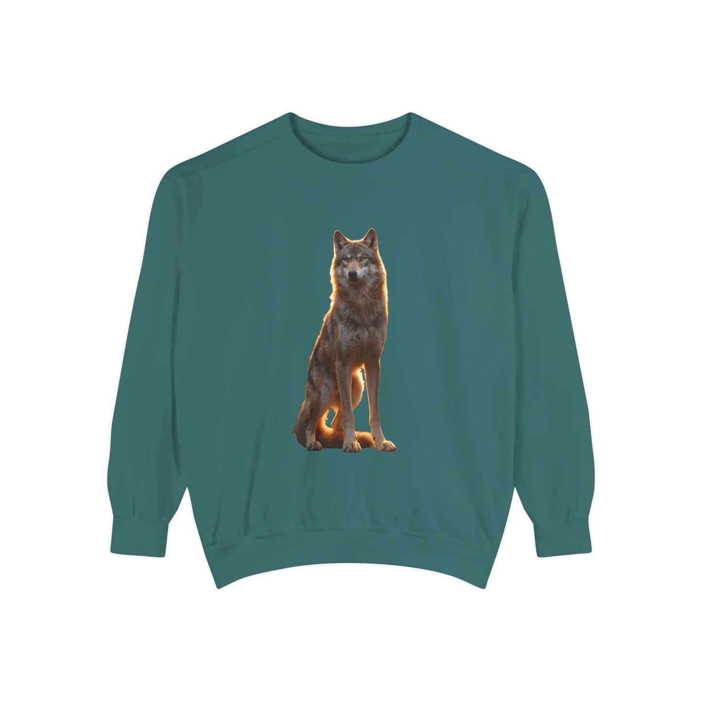 Golden Hour Wolf Sentinel Sweatshirt – Warm-Toned Pack Guardian Portrait
