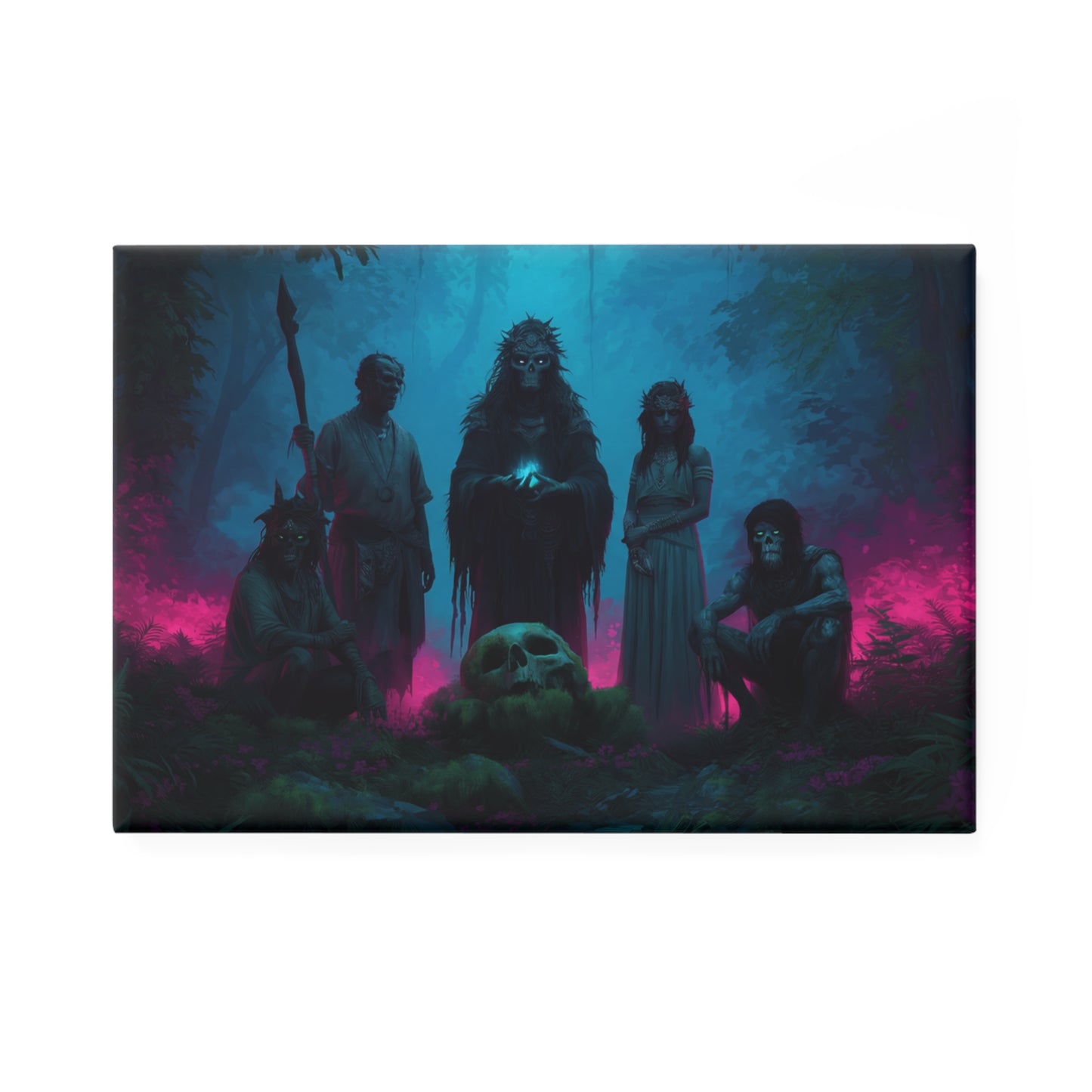 Shadow Grove Coven Button Magnet, Rectangle (1 & 10 pcs) – Neon Veil Ritual