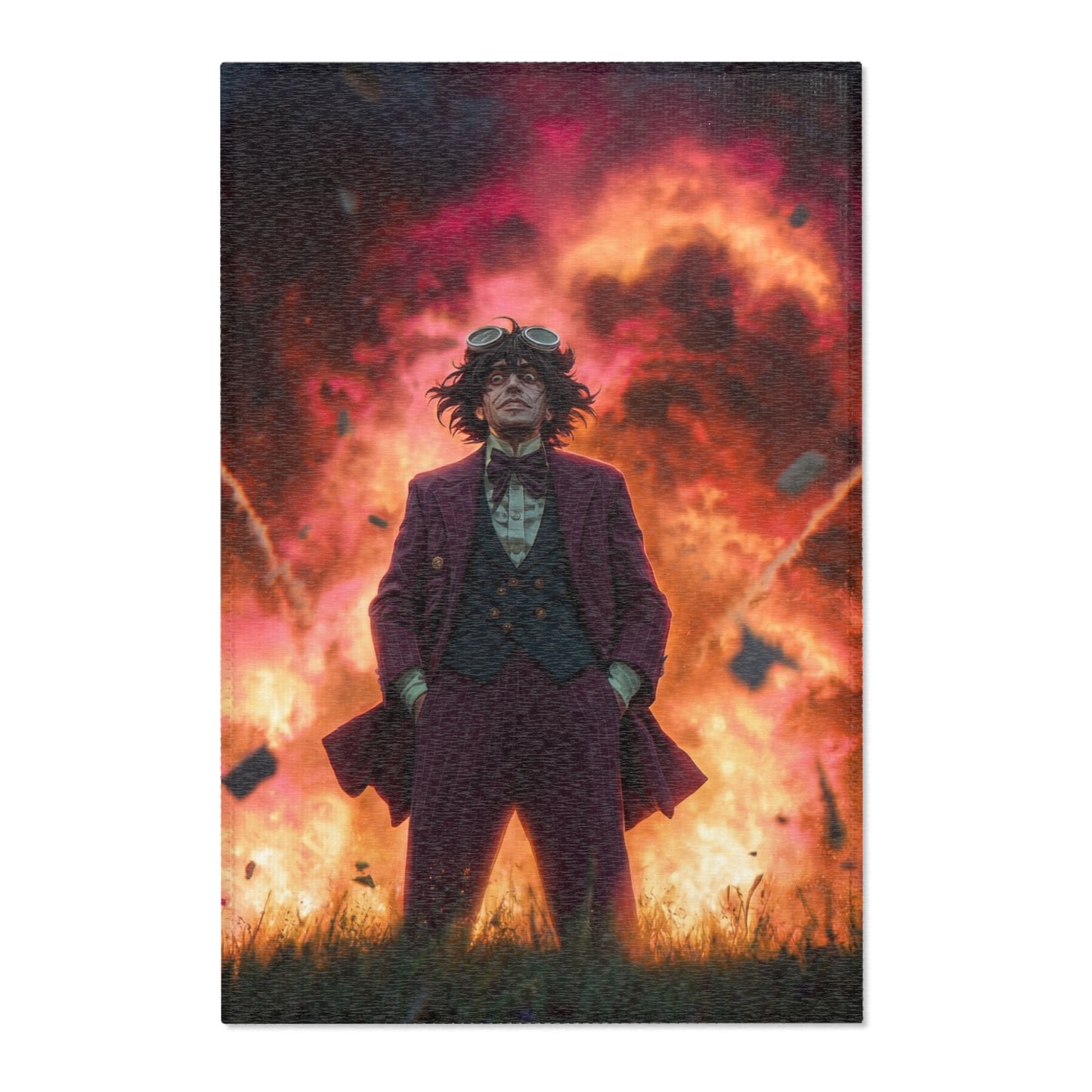 Crimson Explosion Rug – Mad Scientist’s Fiery Stand