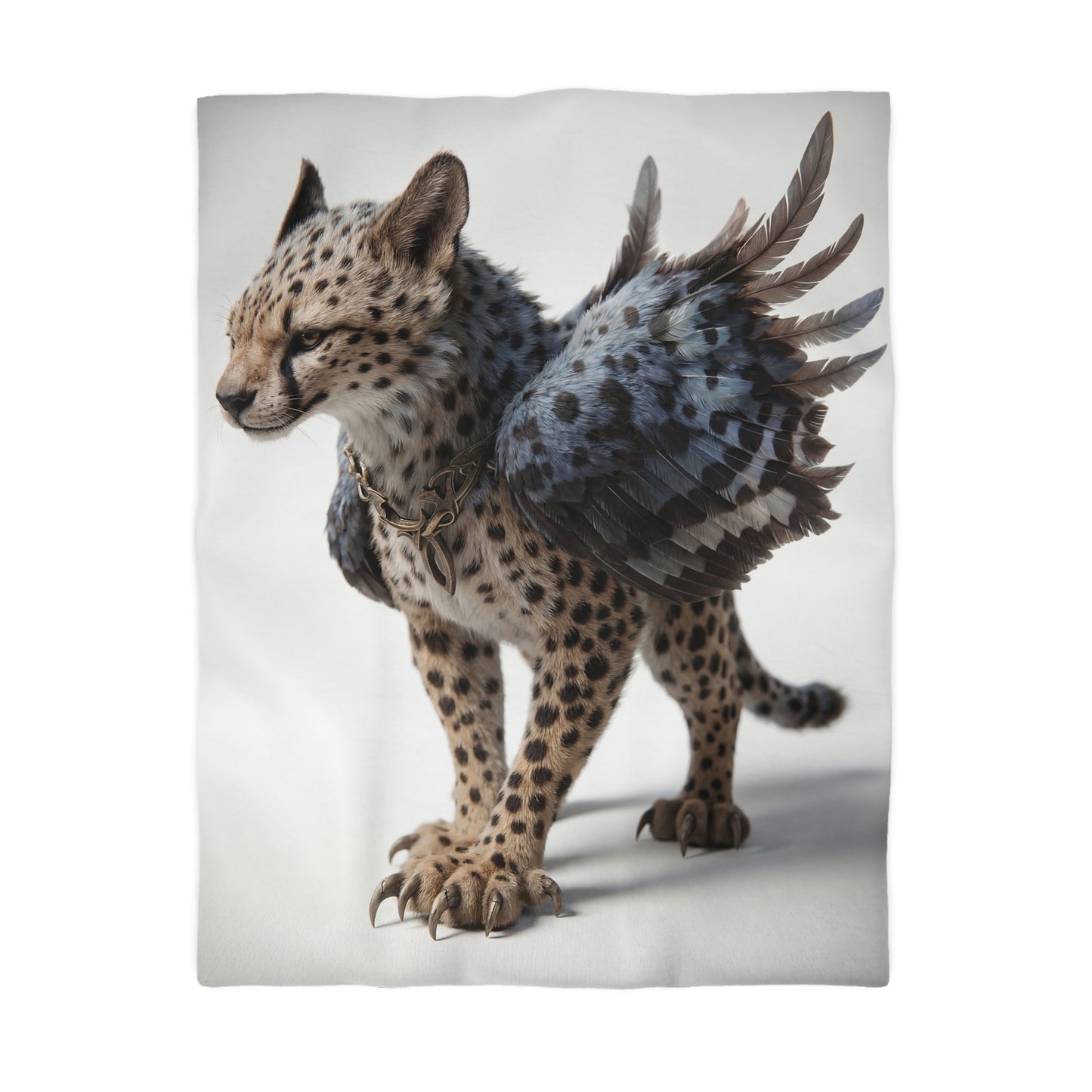 Winged Cheetah Microfiber Duvet Cover – Shadowed Feathers & Feline Grace