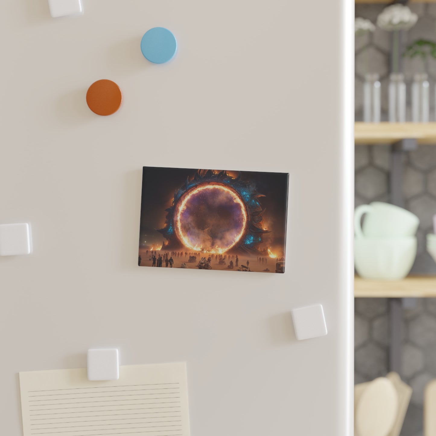 Celestial Portal Button Magnet, Rectangle (1 & 10 pcs) – Gateway to a Burning Nebula