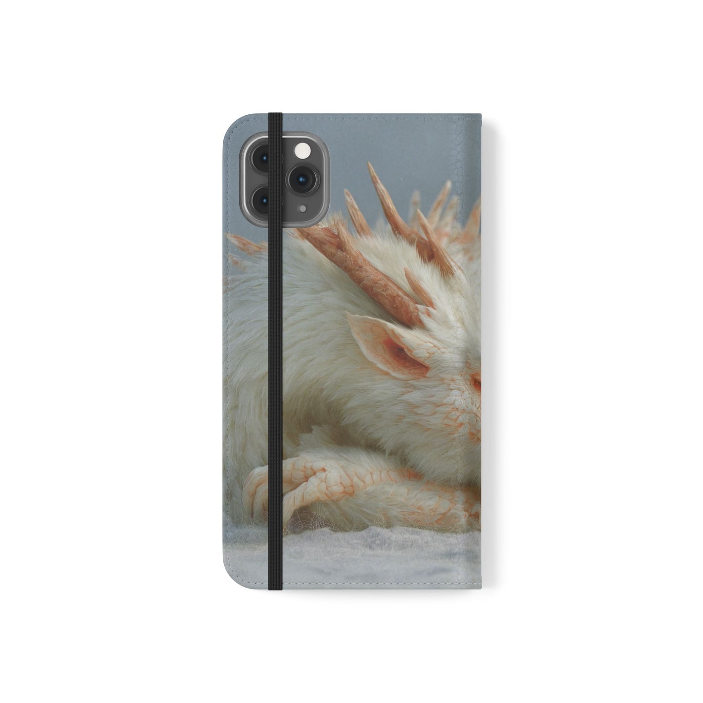 Sleeping Child and Dragon Flip Cases – Snowy Guardian Embrace