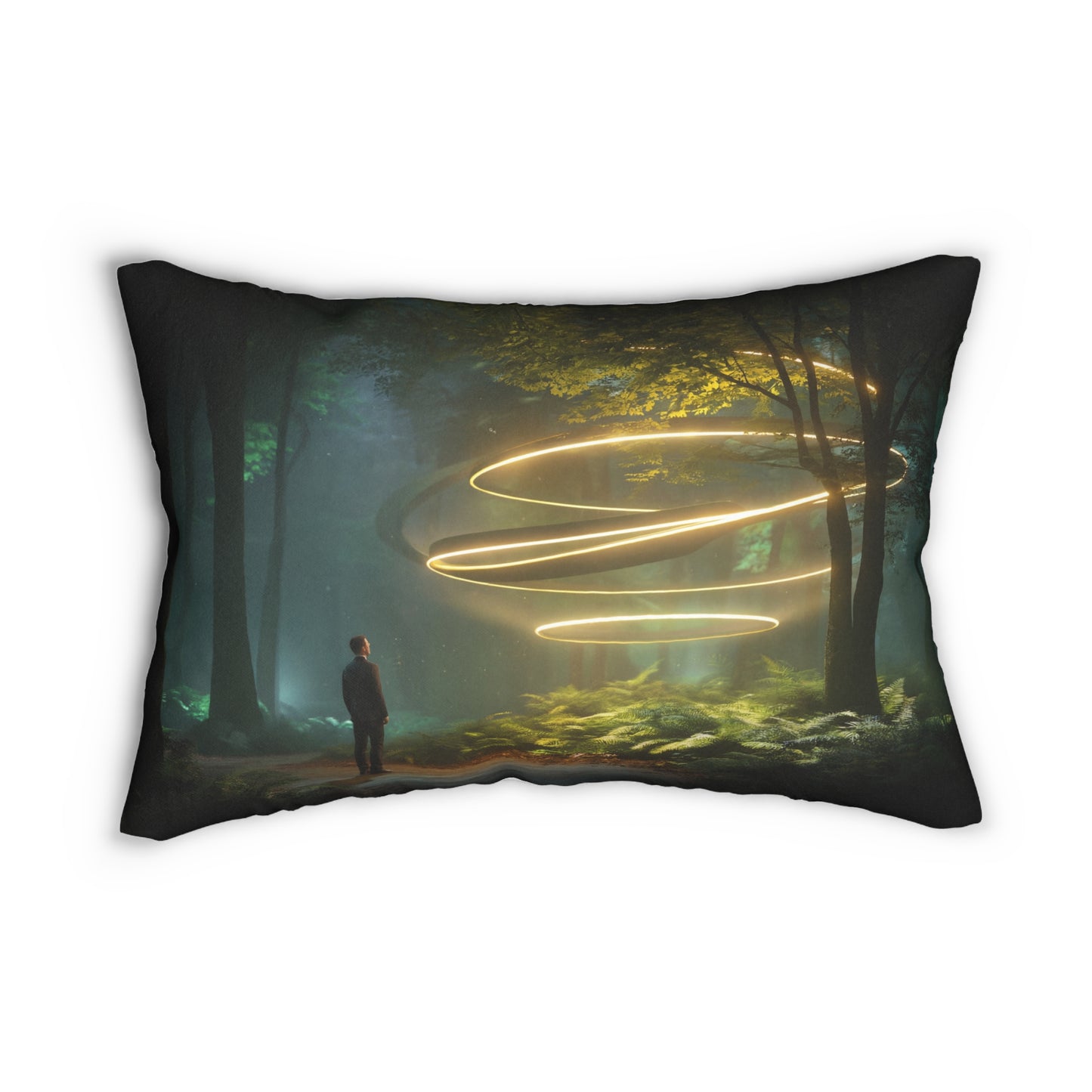 Celestial Vortex Lumbar Pillow – Indigo Cloud Dreamscape