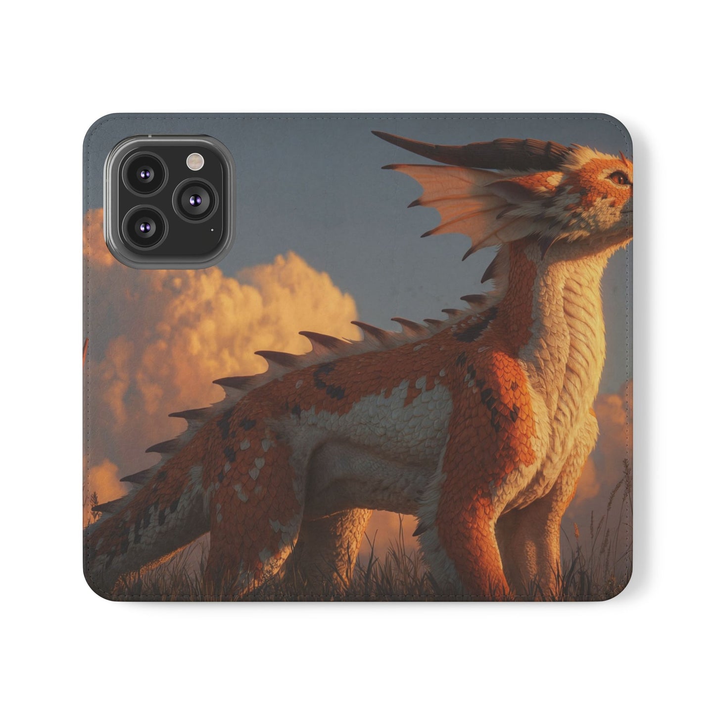 Gilded Dragon Flip Cases – Amber Sunset Guardian