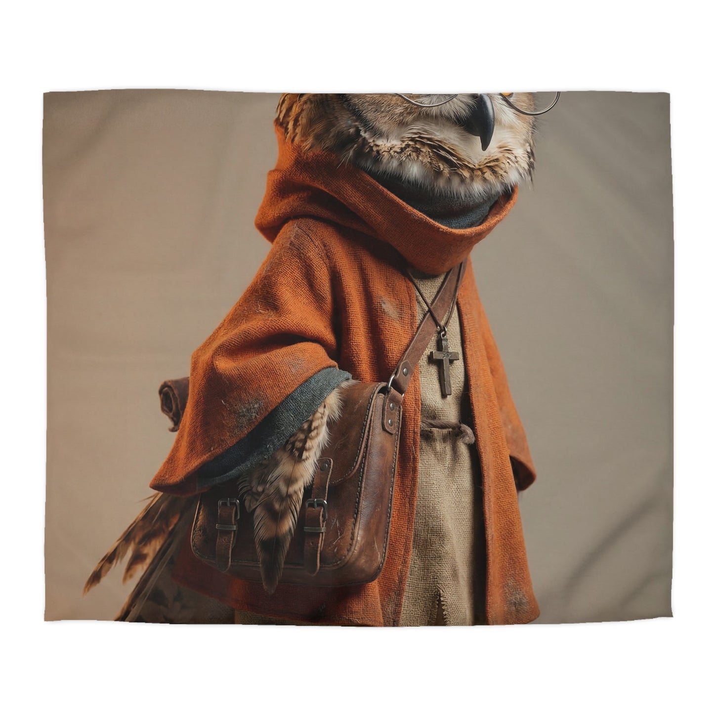 Wise Owl Scholar Microfiber Duvet Cover – Warm Amber Study Light