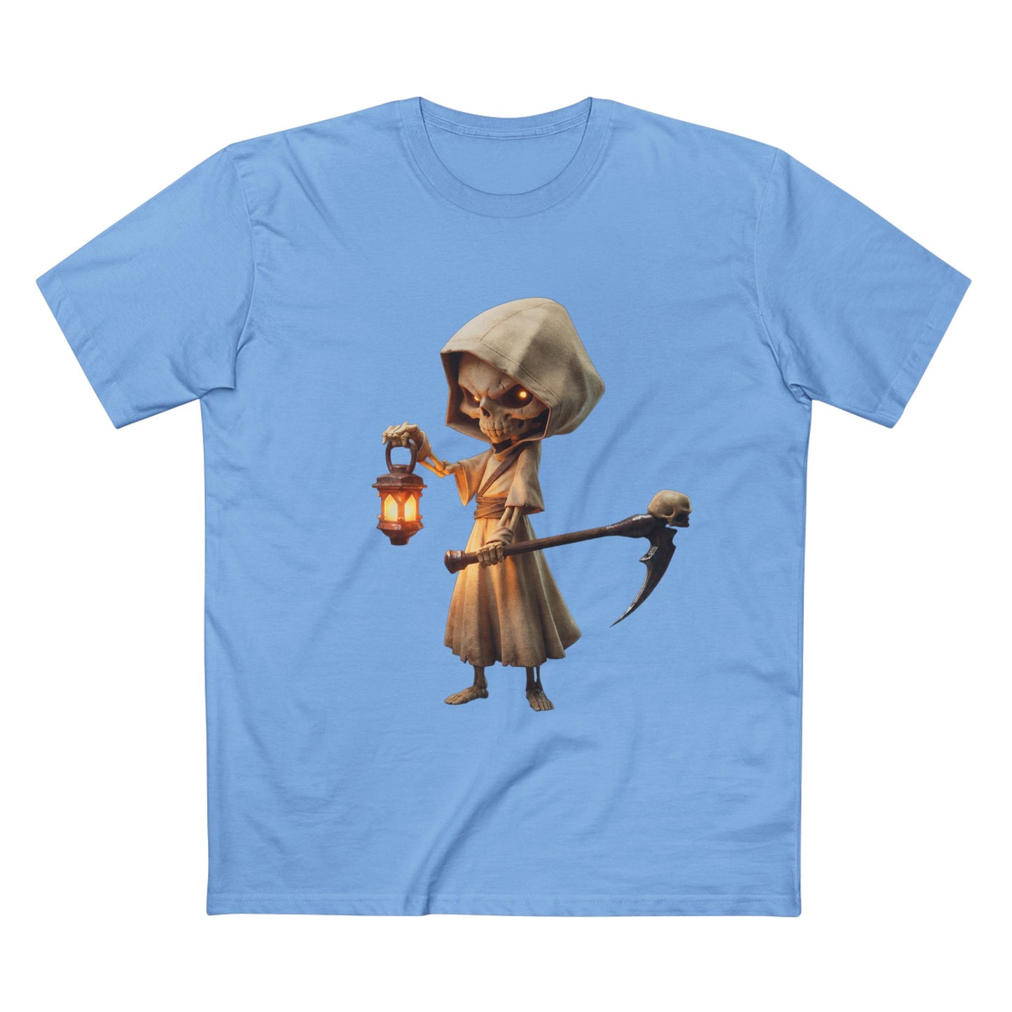Lantern Skeleton Sentinel Adult Staple Tee – Candlelit Guardian Journey