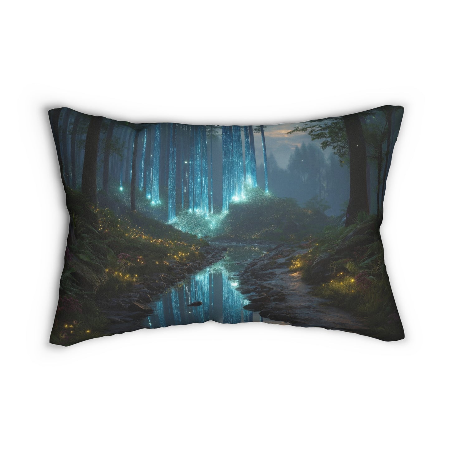 Celestial Forest Lumbar Pillow – Whispering Lightfall Dreamscape