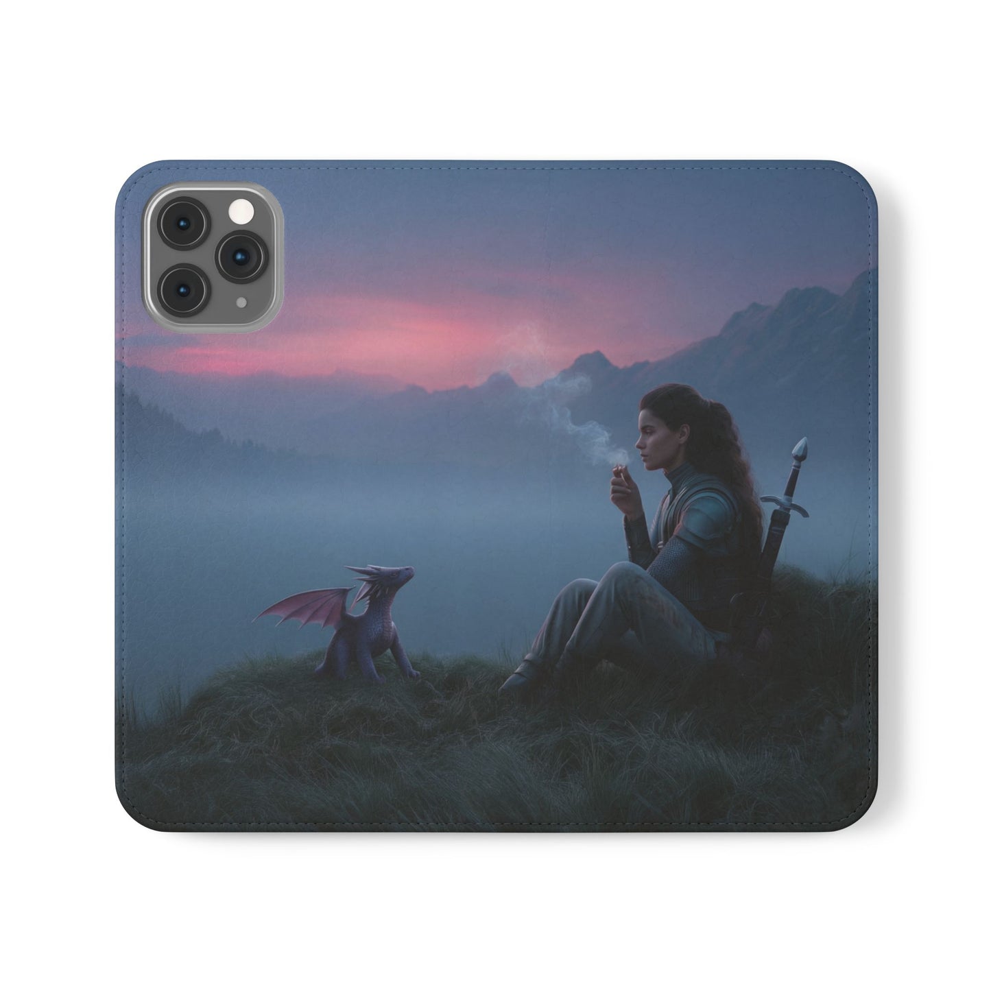 Silent Guardian Flip Cases – Misty Dawn Warrior and Dragon Companion