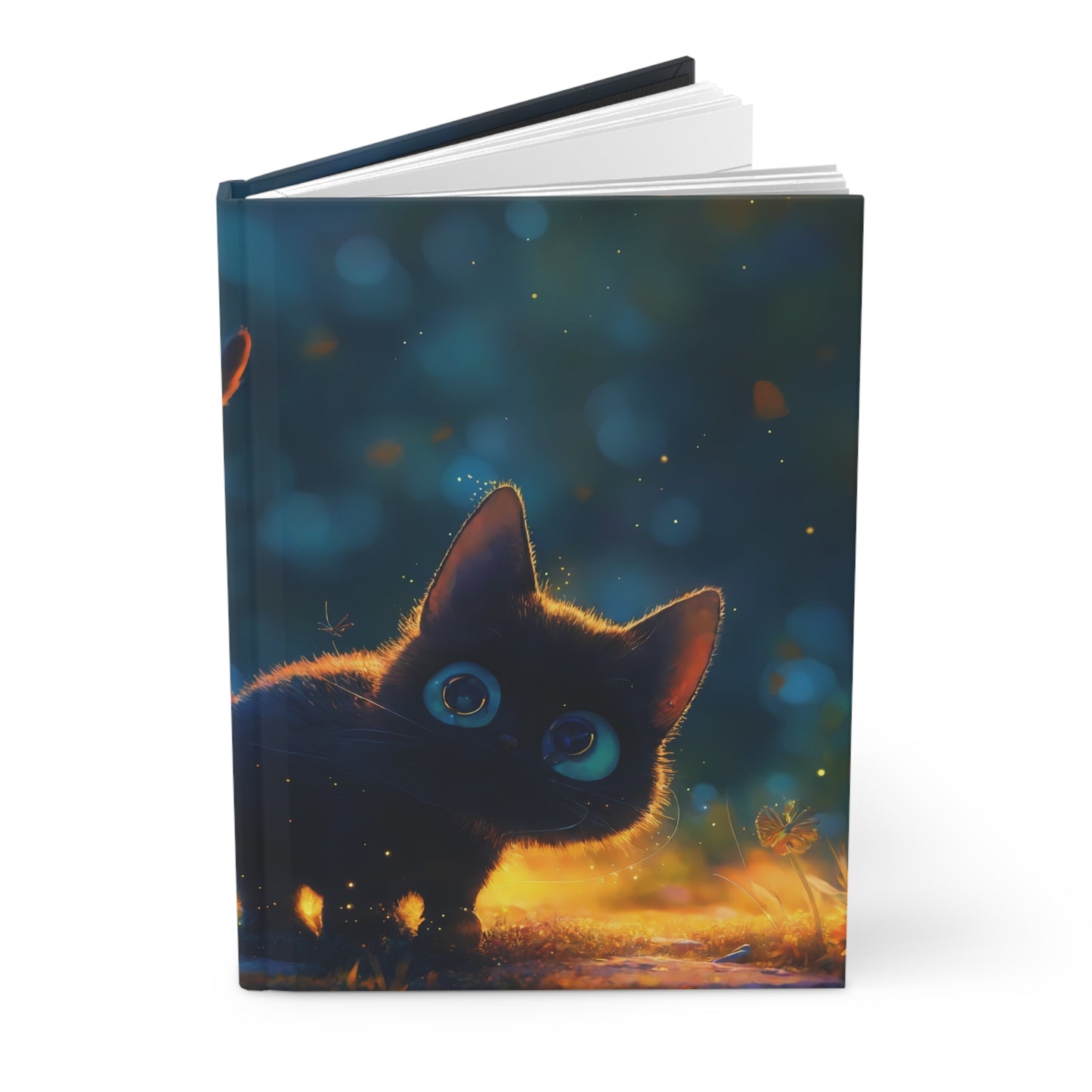 Midnight Cat by Window - Hardcover Journal