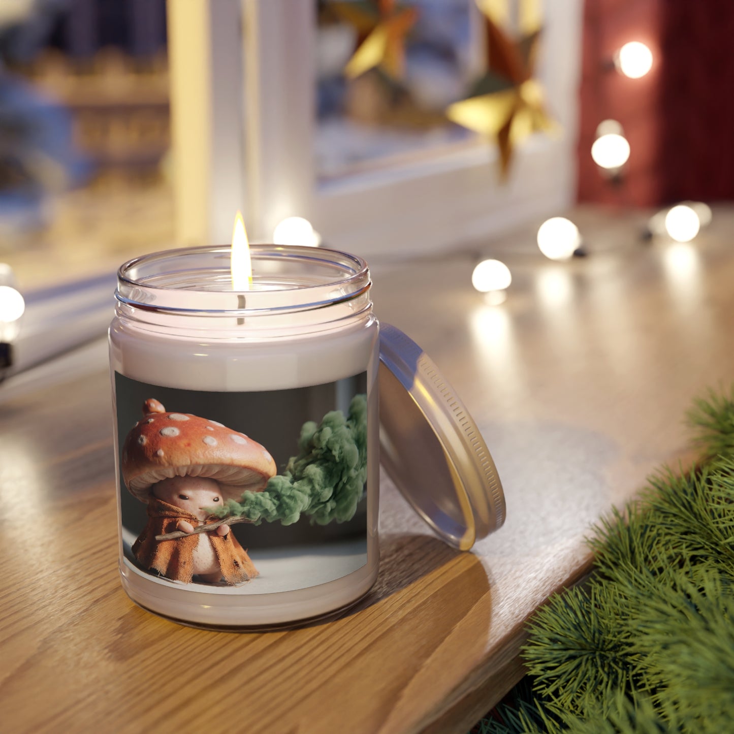 Mushroom Sage Candle – Whimsical Forest Guardian with Green Smoke