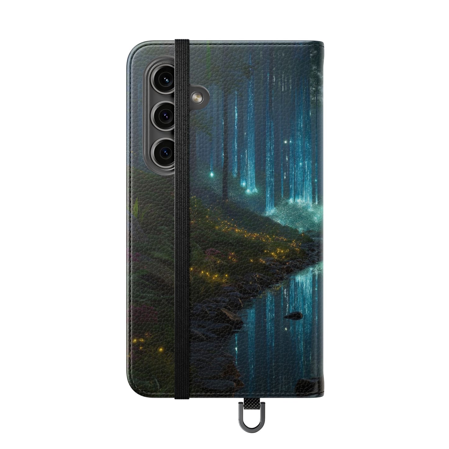Bioluminescent Forest Flip Cases – Cyan Lightfall Stream Cover