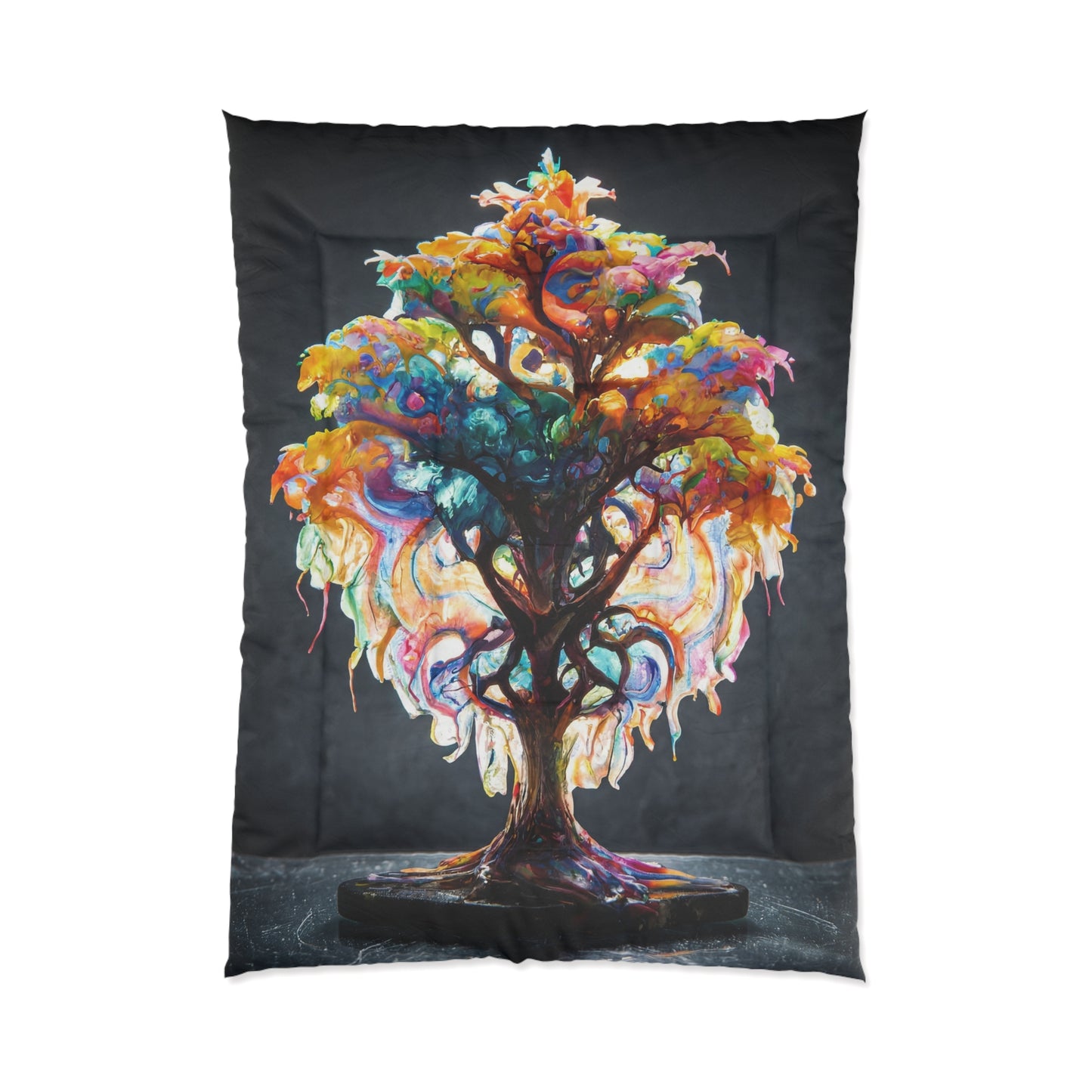 Chromatic Dream Tree Comforter – Vivid Liquid Light Canopy