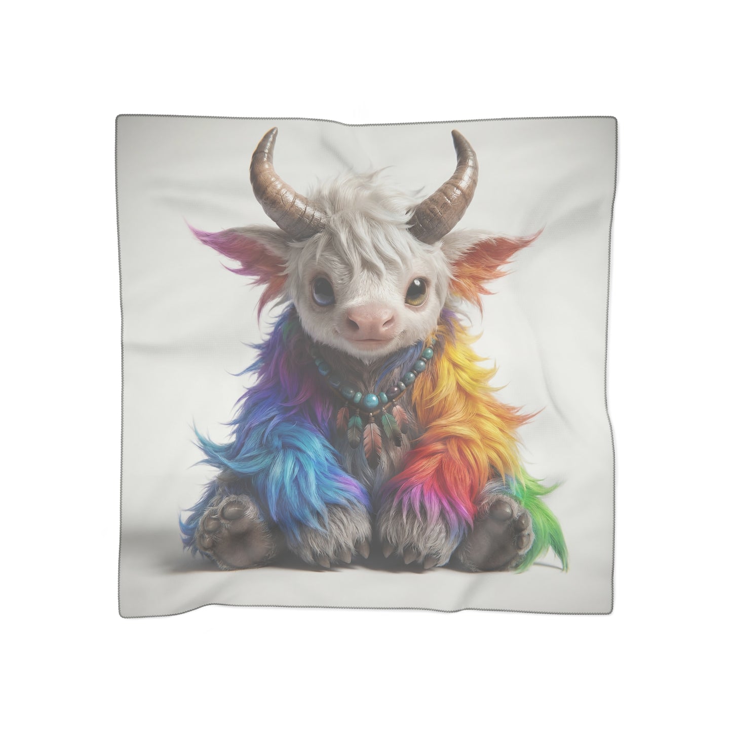 Rainbow Horned Guardian Scarf – Whimsical Spirit of the Mountain