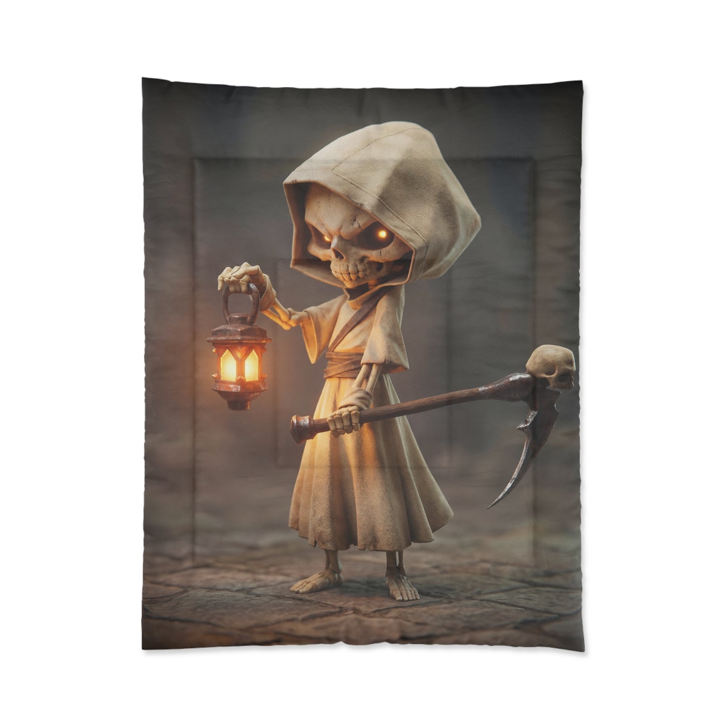Lantern-Bearing Reaper Comforter – Warm Glow in the Shadowed Hour