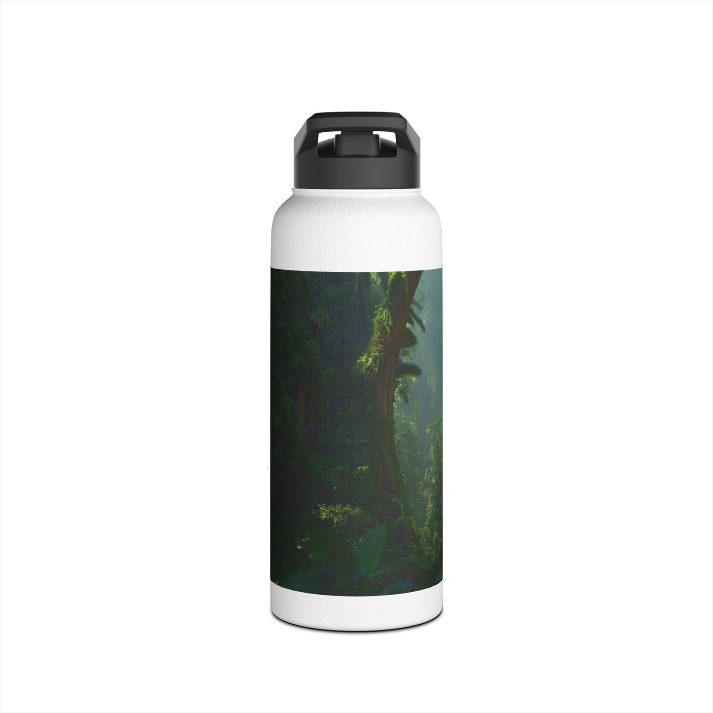 Guardian Eye of the Verdant Deep Stainless Steel Water Bottle, Standard Lid – Watchful Jungle Portal