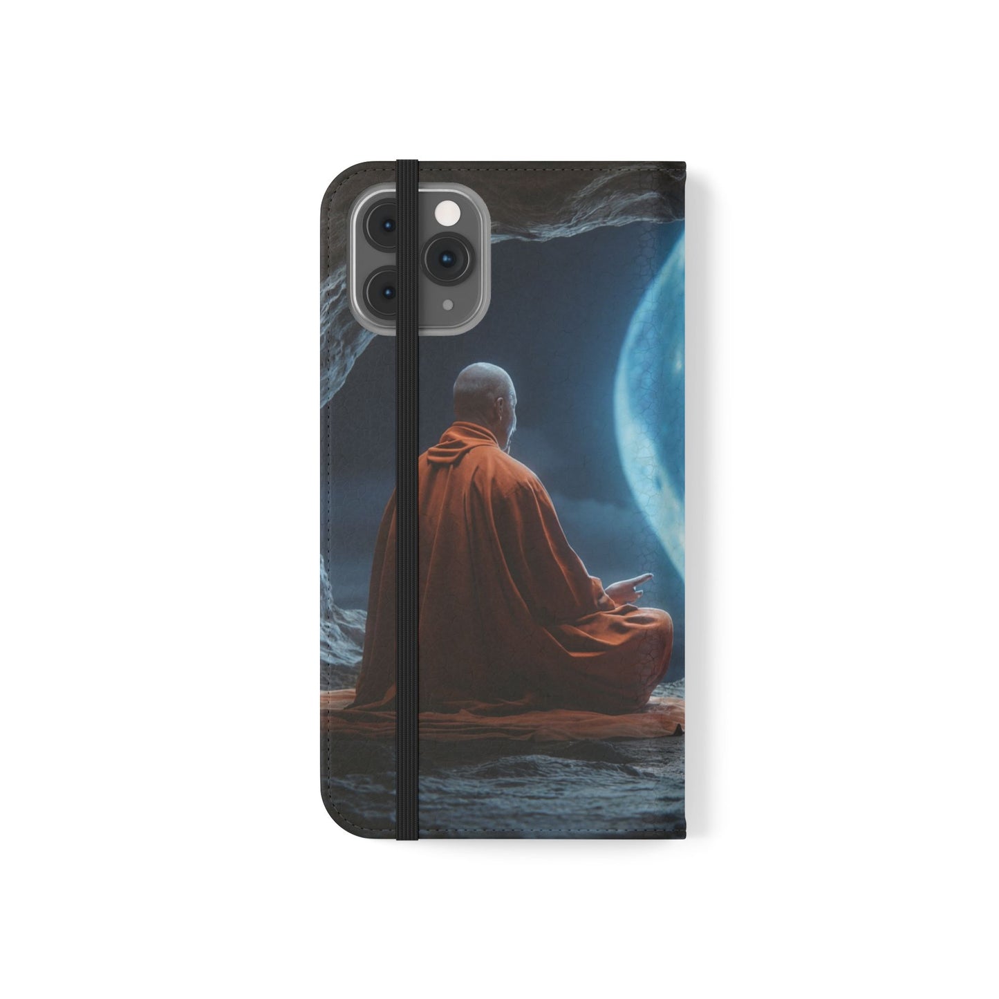 Lunar Meditation Flip Cases – Serene Monk Under Moonlight