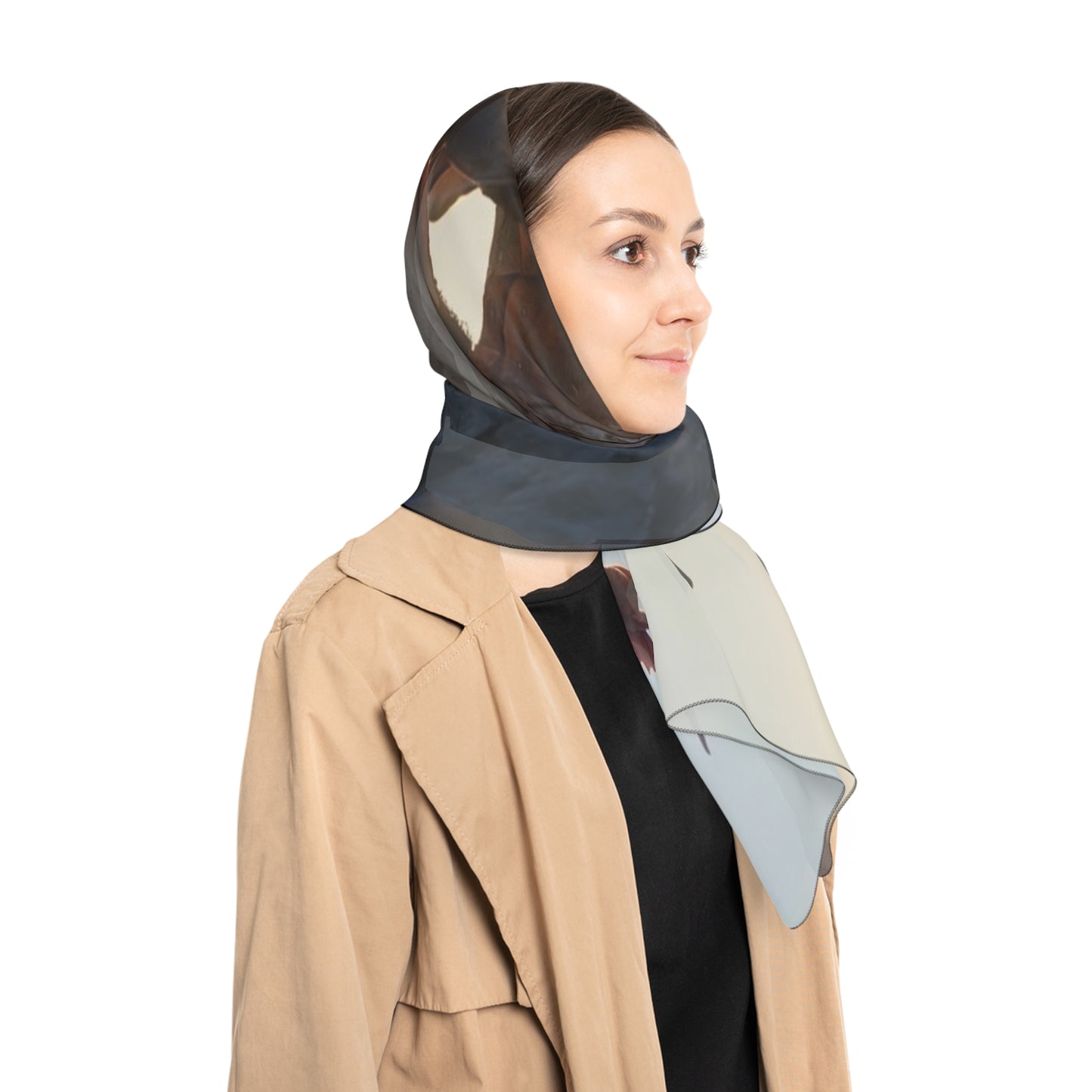 Dragon Knight at Dawn Poly Scarf – Sunset Sentinel with Crimson Wings