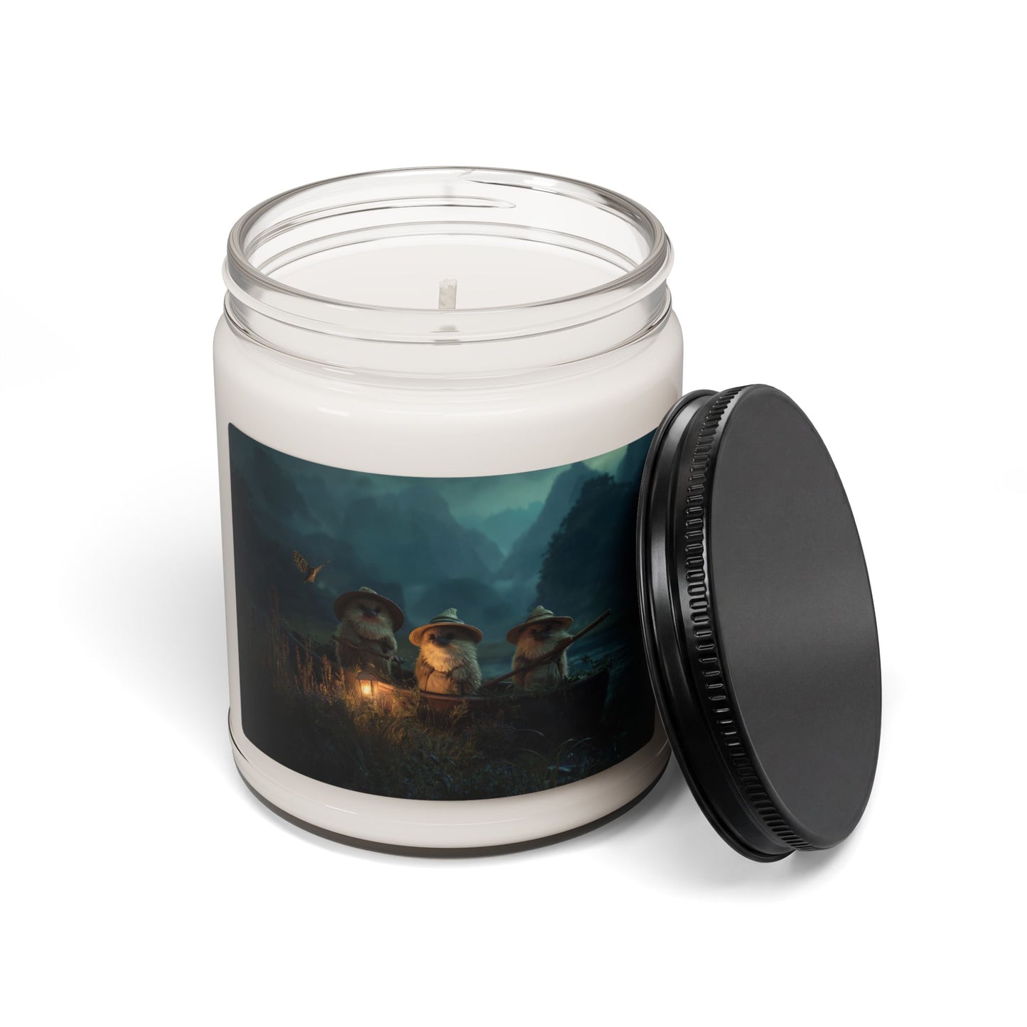 Three Hedgehog River Voyage Scented Soy Candle, 9oz – Warm Lantern Light on Misty Waters