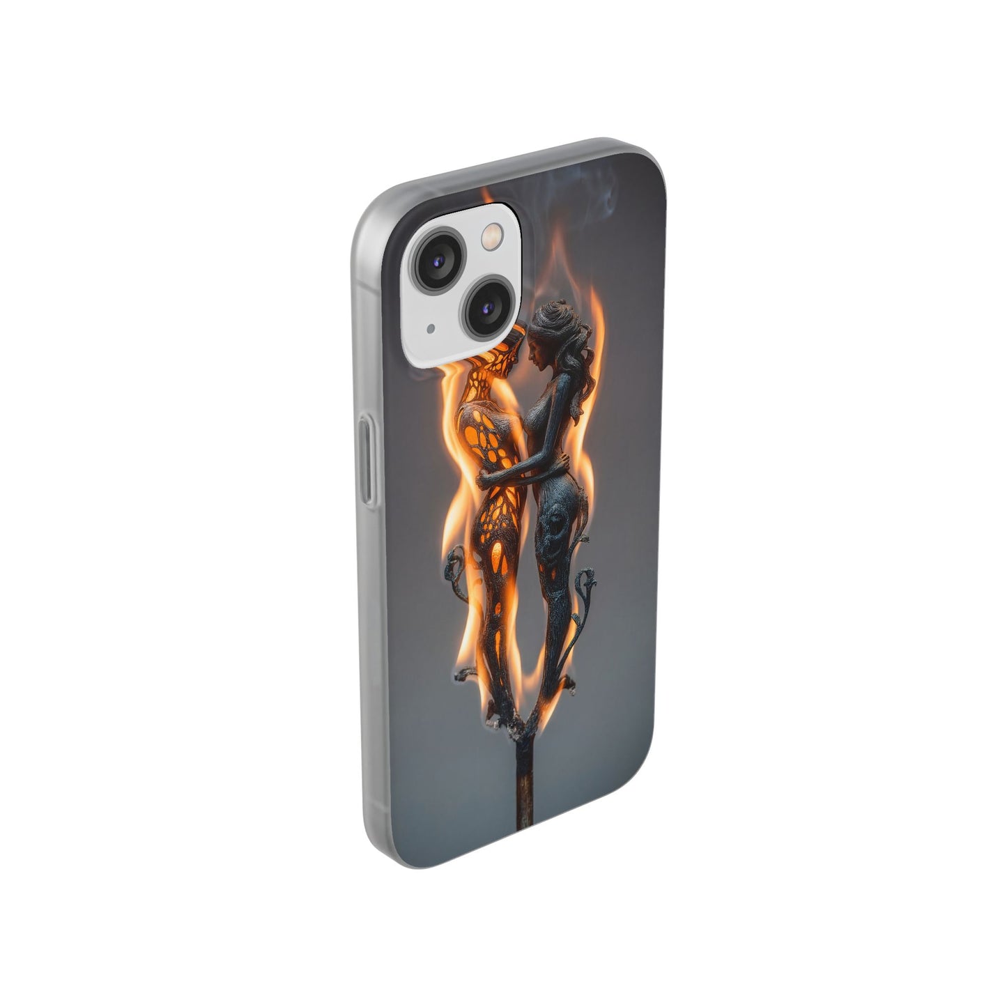 Flame-Embraced Lovers Flexi Cases – Intimate Glow Within the Fire