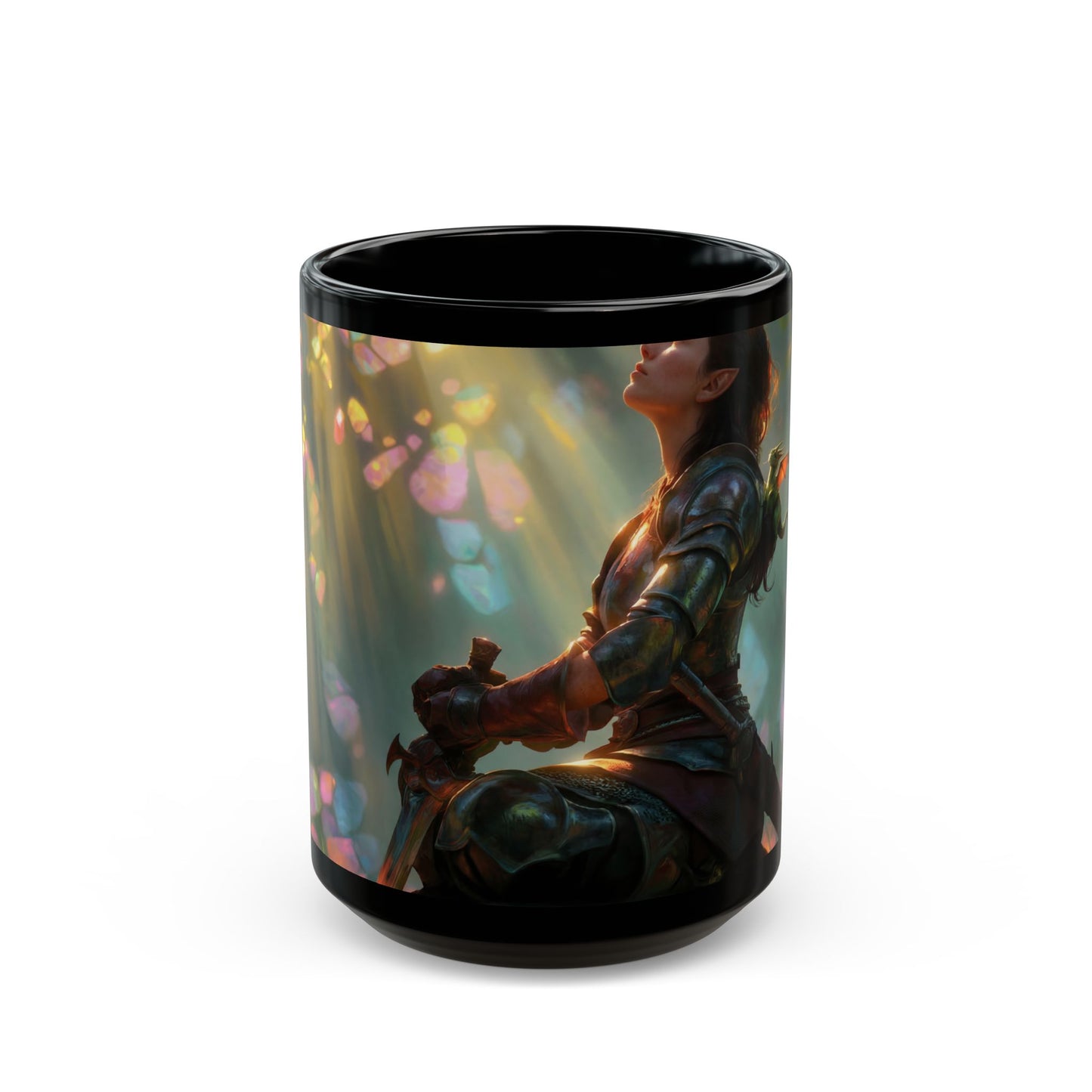 Sunbeam Sentinel Black Mug – Crystal Grove Sanctuary
