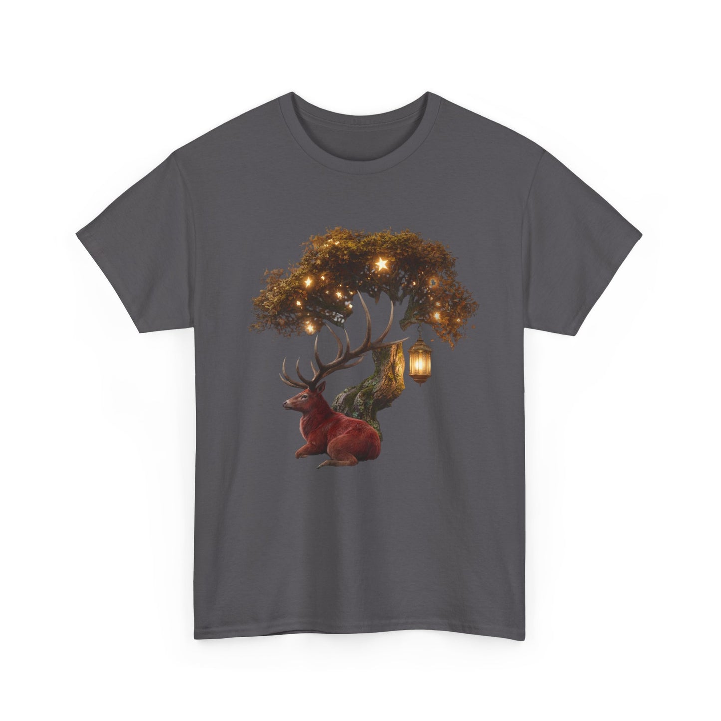 Starlight Stag & Lantern Tee – Autumn Grove Guardian