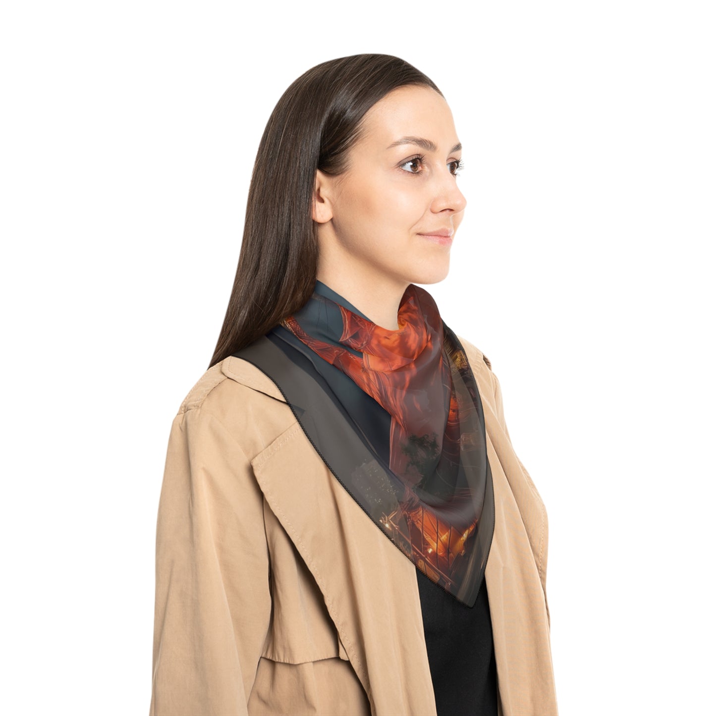 Crimson Circus Tent Scarf – Midnight Carnival Dreamscape