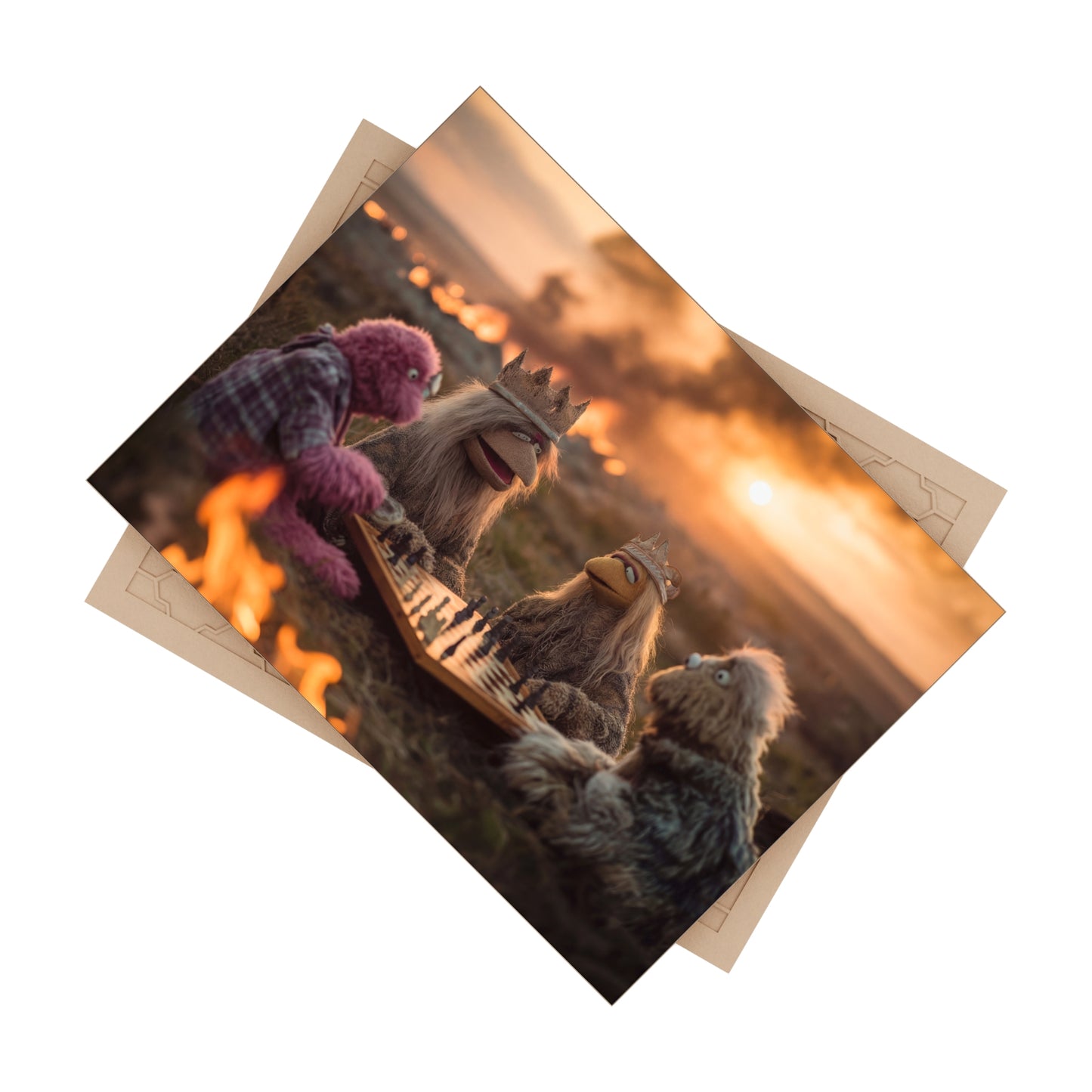 Royal Muppet Chess Duel Ceramic Photo Tile – Sunset Gambit on the Battlefield