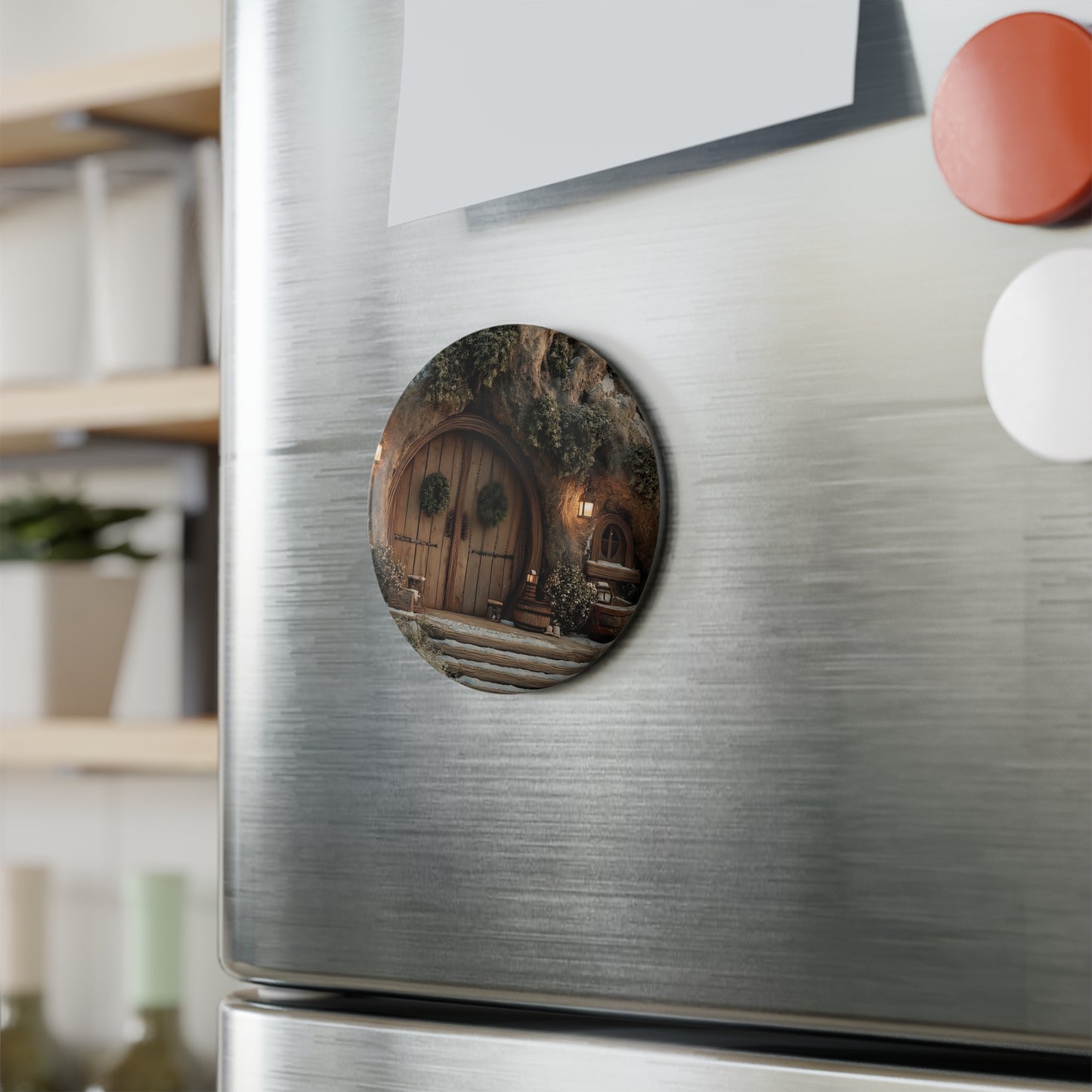 Winter Hollow Treehouse Magnet – Snow-Draped Hearth & Whispering Pines