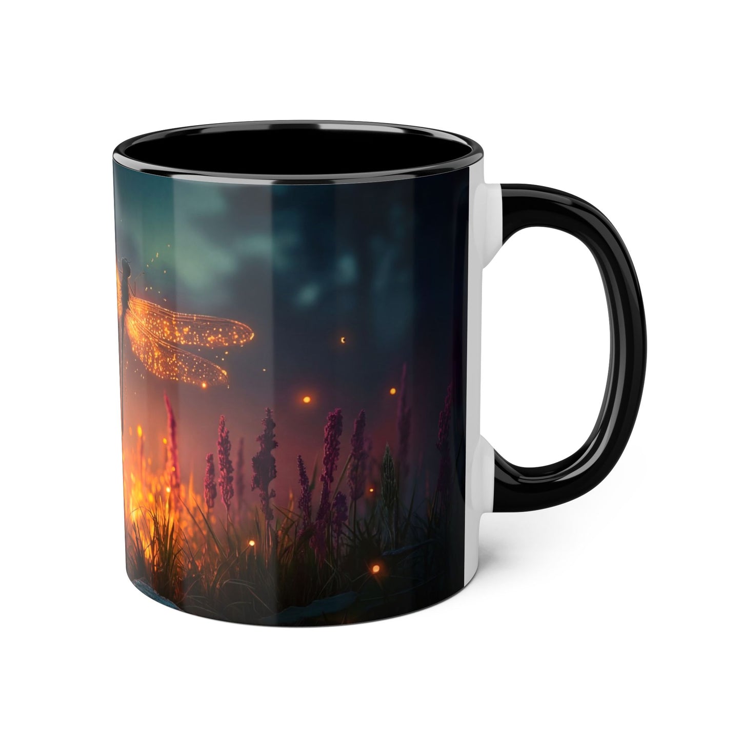 Firefly Dragonfly Accent Mugs, 11oz – Golden Twilight Meadow Guardian