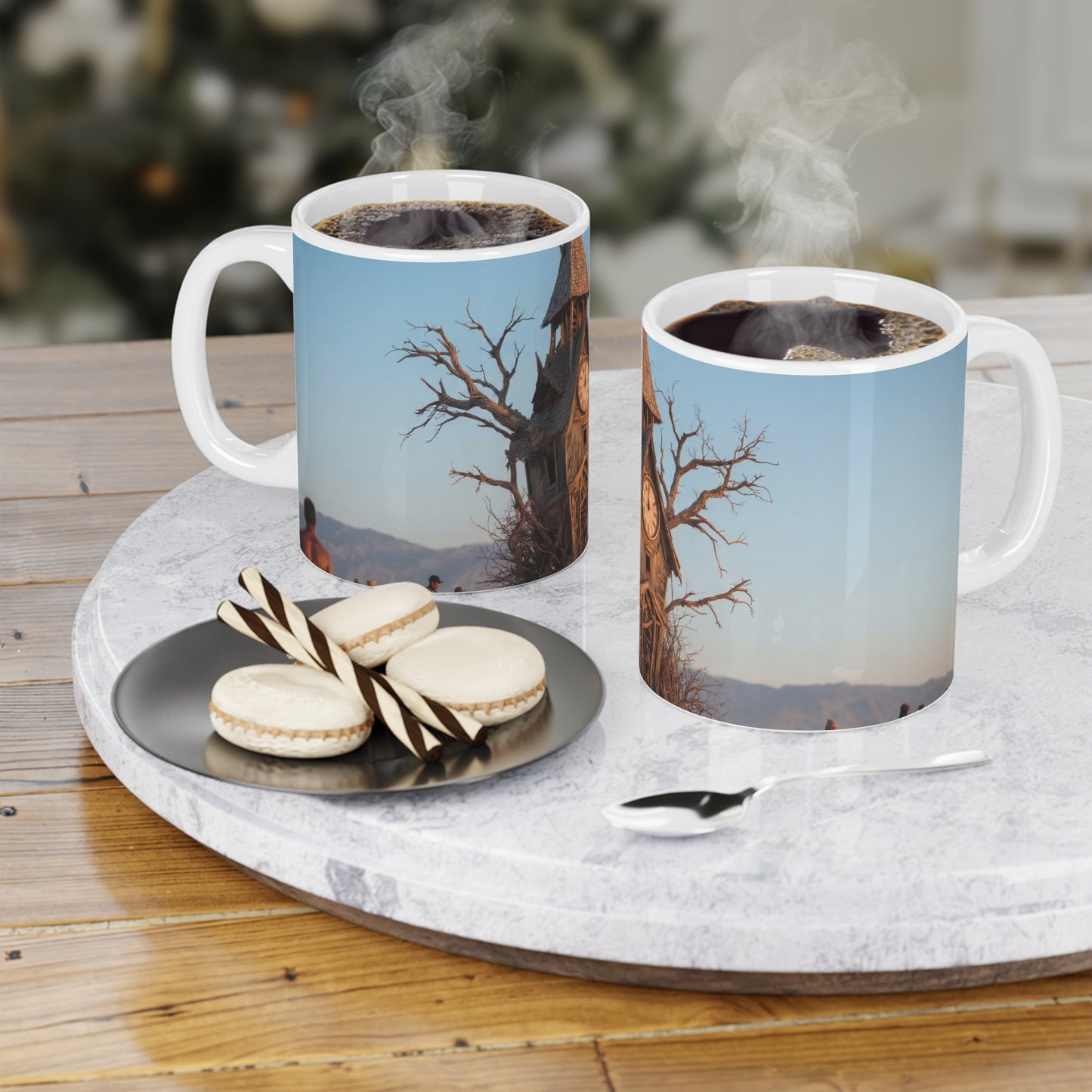 Clock Tower in the Drylands Ceramic Mugs (11oz\15oz\20oz) – Where Time Grows Wild