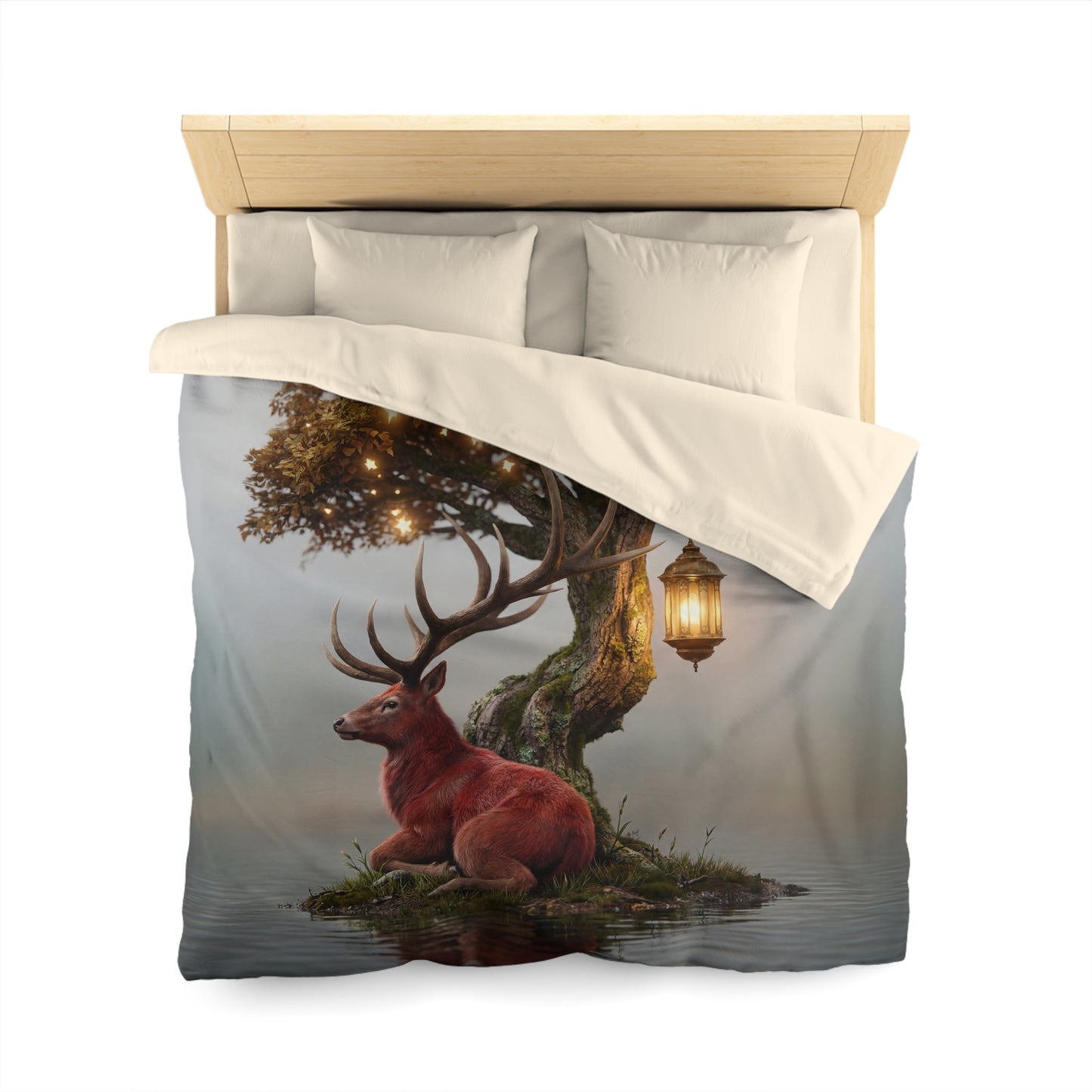 Starlit Stag Microfiber Duvet Cover – Whispers of the Twilight Wood