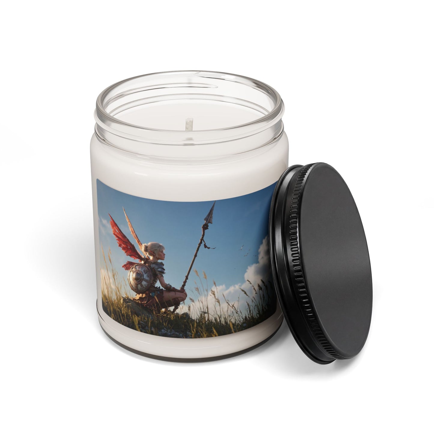Angelic Warrior on Summit Scented Soy Candle, 9oz – Sunset Vigil in Crimson Wings