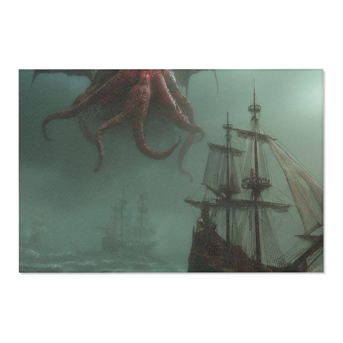 Leviathan’s Wrath Area Rug – Storm-Tossed Galleon Under Crimson Skies