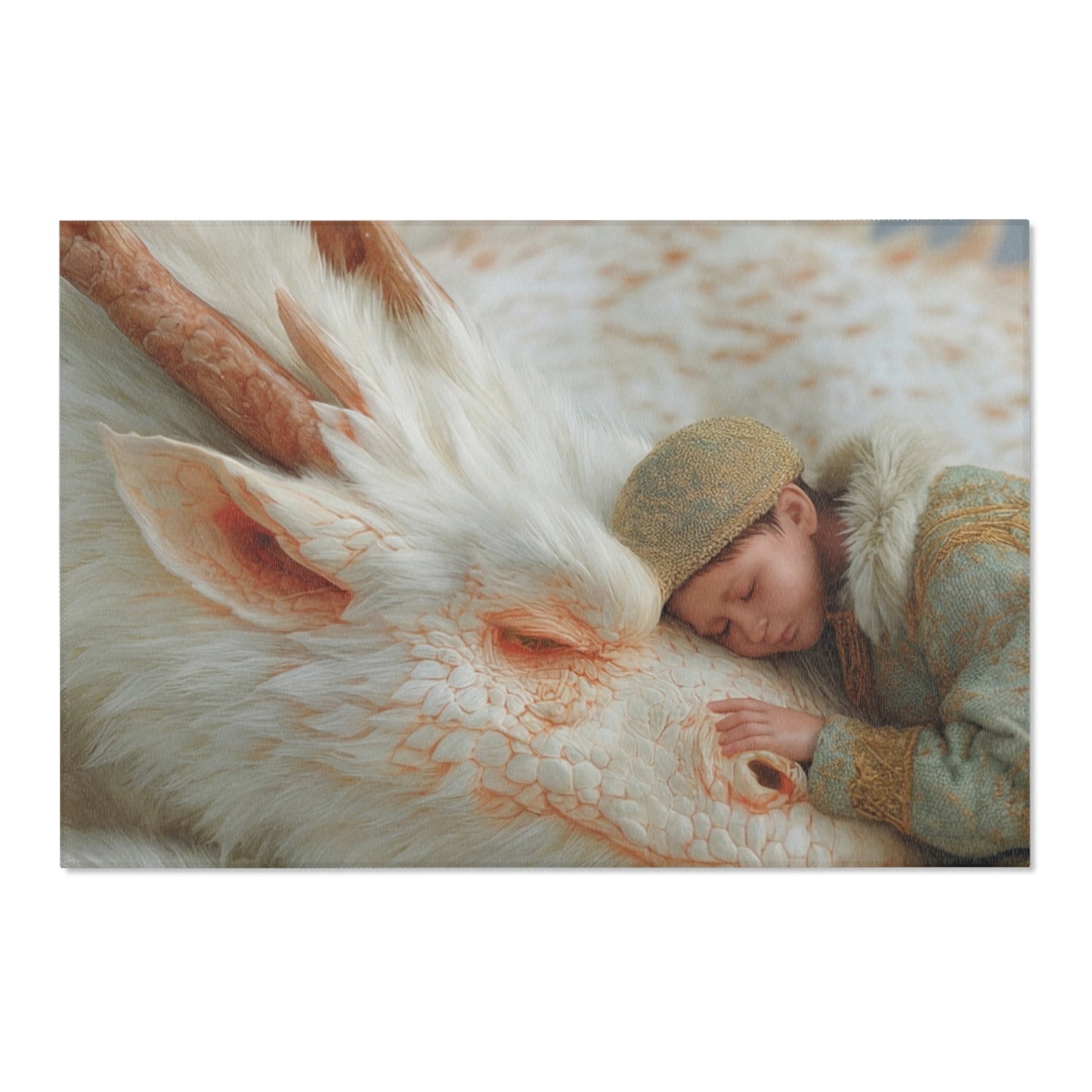 Snowbound Dragon & Child Area Rugs – Whispering Winter Sanctuary