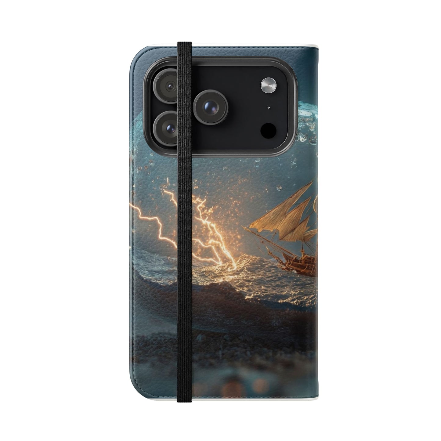 Storm-Struck Galleon Flip Cases – Lightning Inside Glass Bottle