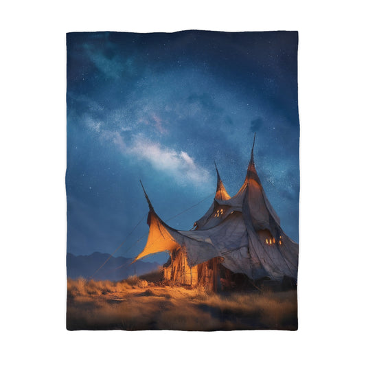 Starlit Nomad Tent Duvet Cover – Milky Way Sanctuary Under Open Skies