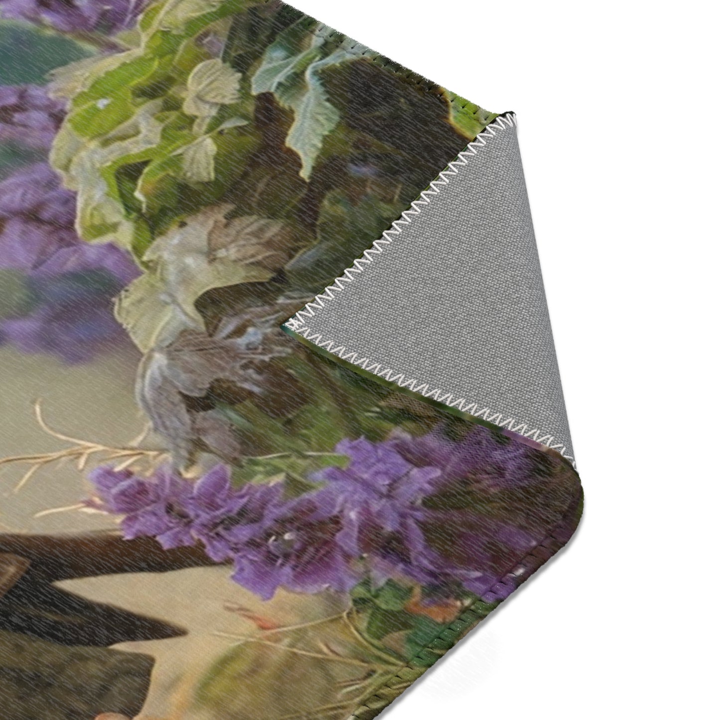 Badger Explorer Area Rug – Mossy Path Through Purple Wildflowers