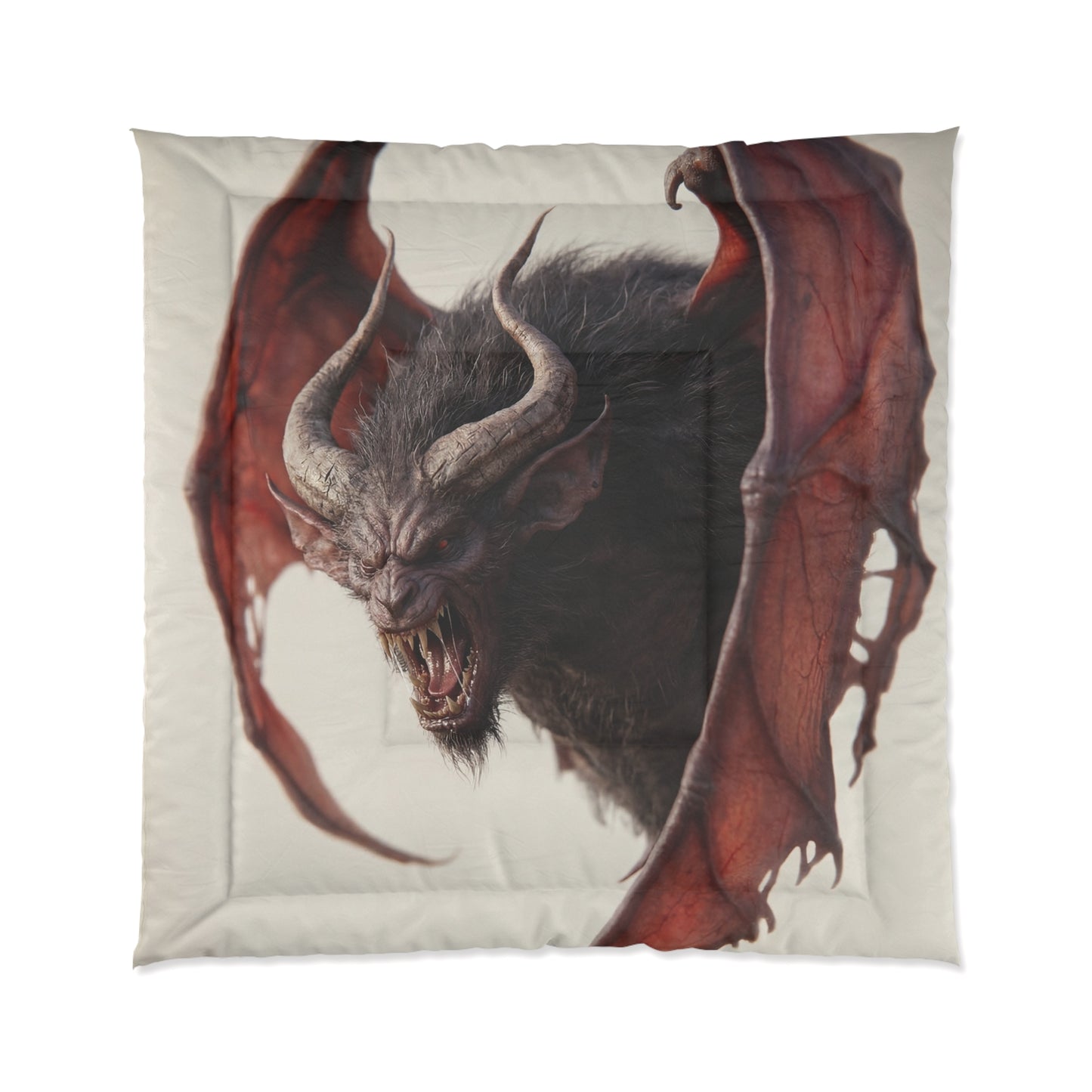 Winged Horror Comforter – Crimson Bat Sentinel Dreamscape