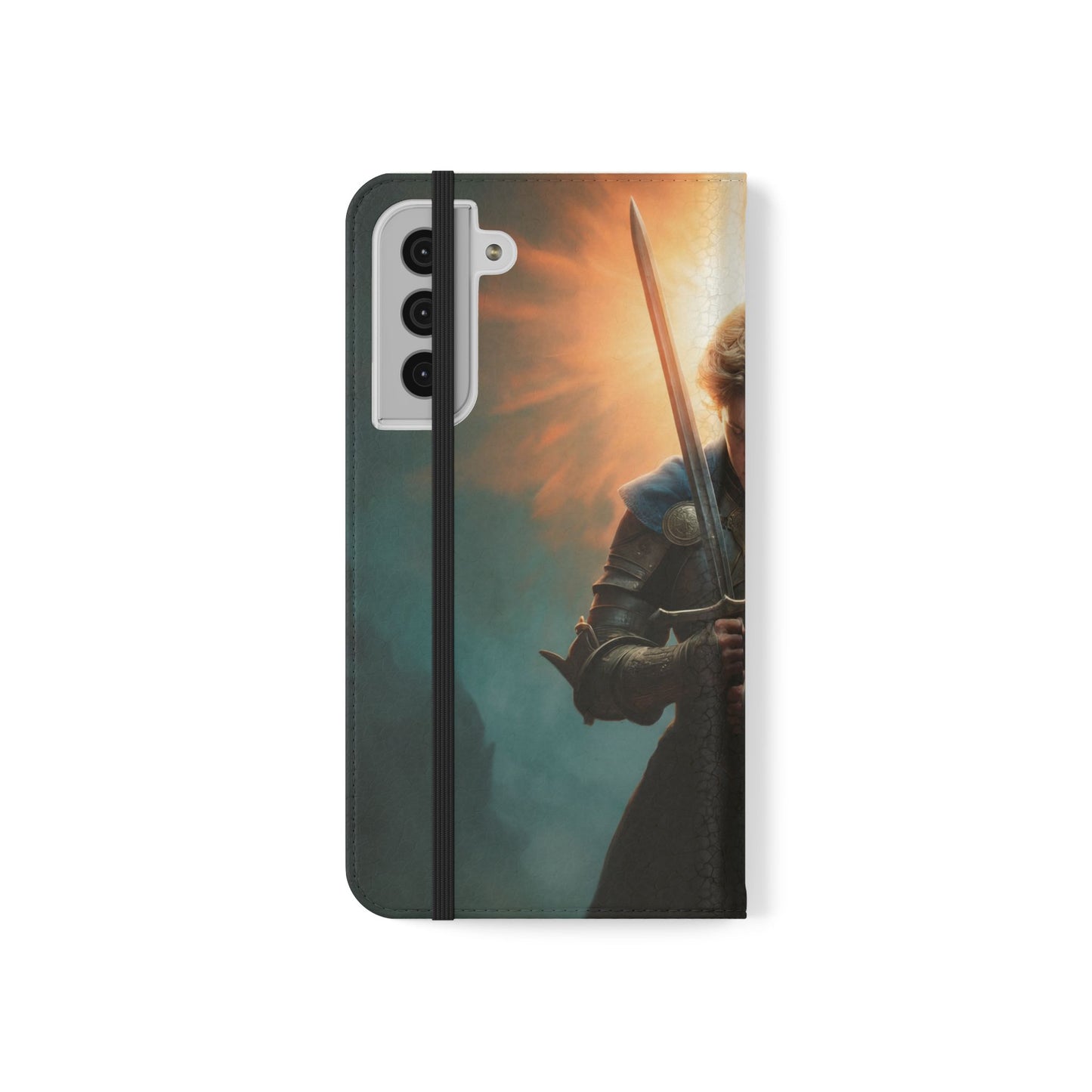 Dawn-Forged Knight Flip Cases – Radiant Armor Against Misty Skies