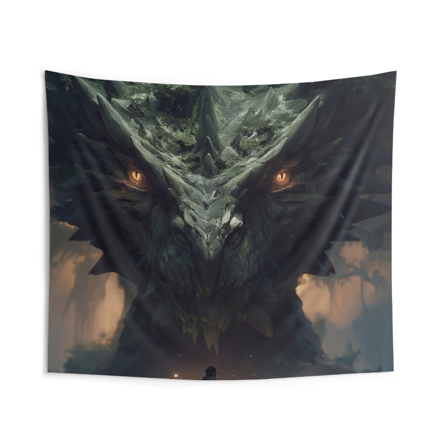 Ancient Forest Dragon Sentinel Indoor Wall Tapestries – Whispers of the Verdant Guardian