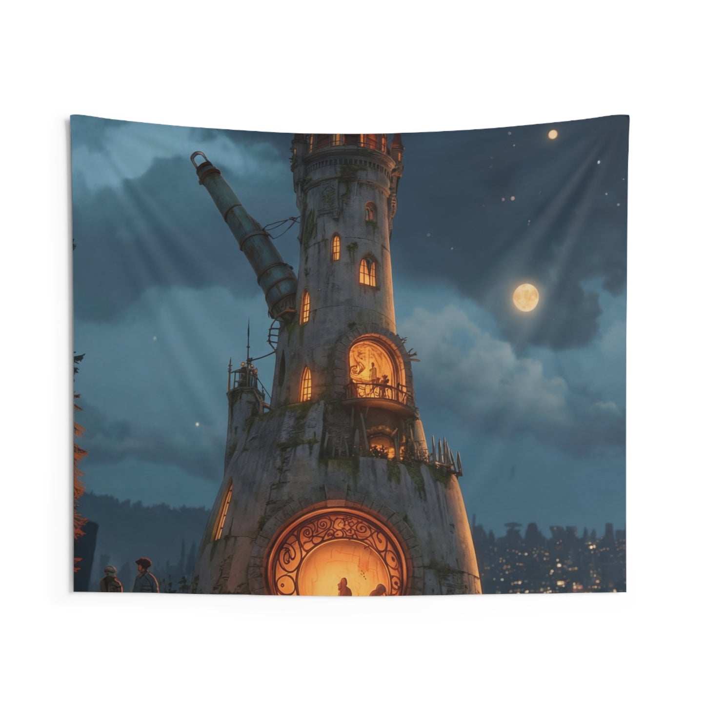 Starlit Observatory Tower Tapestry – Midnight Skywatcher’s Haven