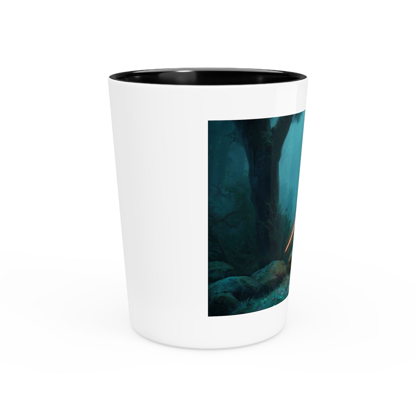 Moonlit Elf Sentinel Shot Glass – Glowing Blade Guardian