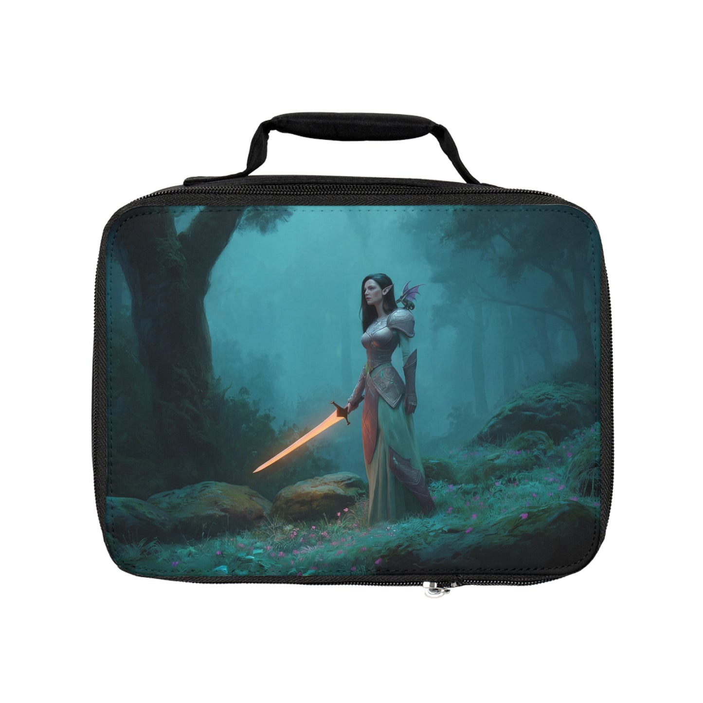 Elven Warrior with Glowing Sword Lunch Bag – Misty Grove Guardian
