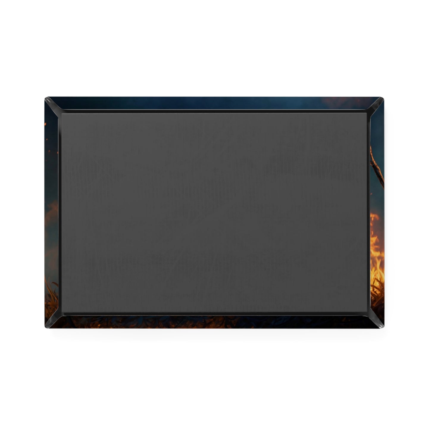 Fiery Skull Guardian Button Magnet, Rectangle (1 & 10 pcs) – Embers of the Twilight Watcher